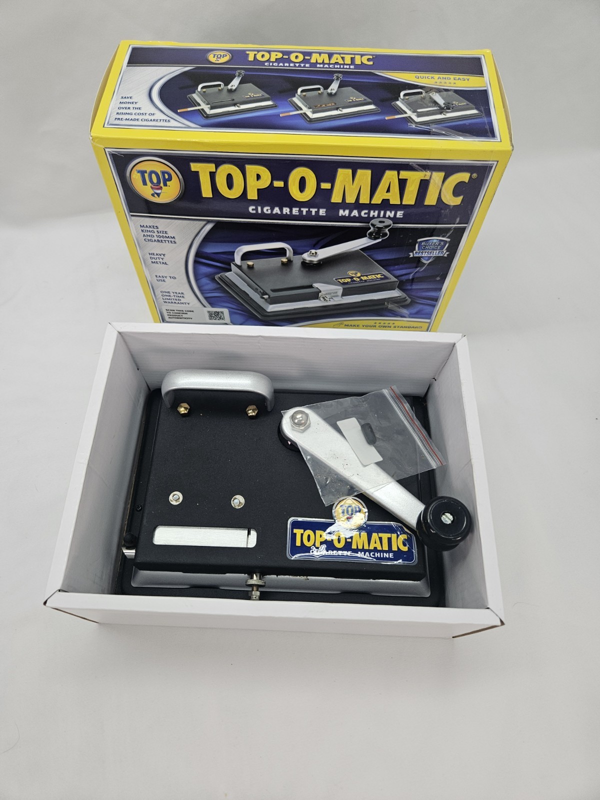 TOP-O-MATIC CIGARETTE MACHINE Clean Used Cigarette Rolling Machine W/Box