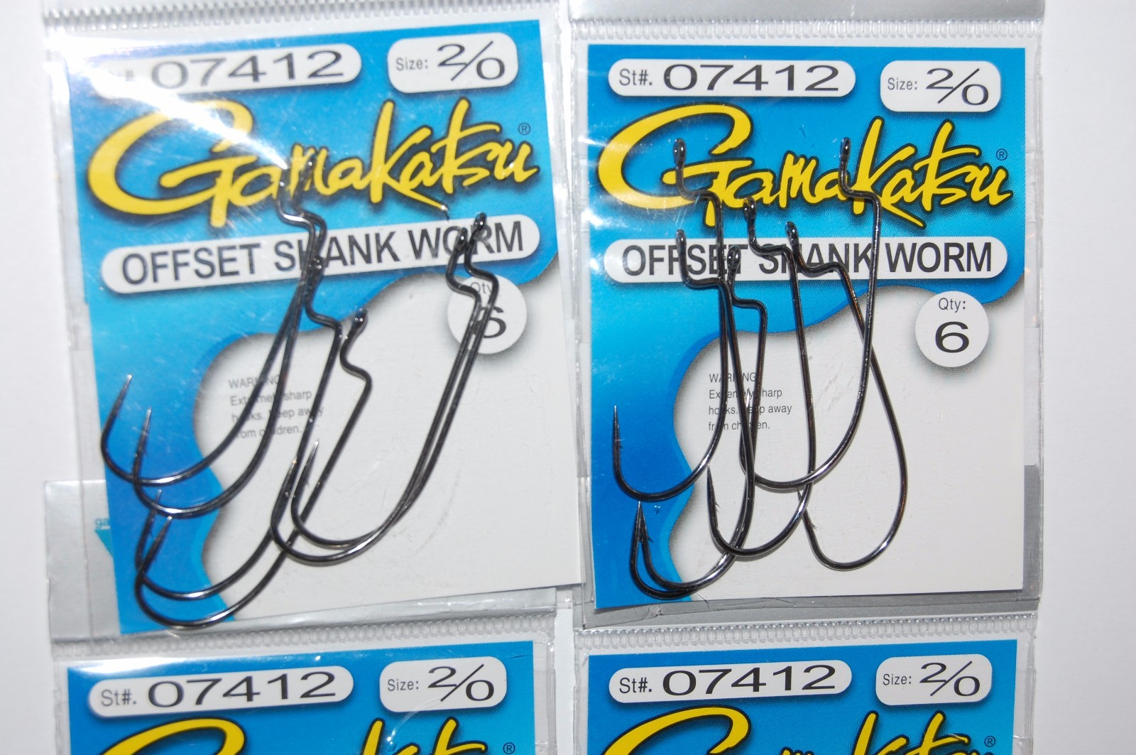 4 packs gamakatsu offset shank worm hooks 2/0 nickel silver black 07412