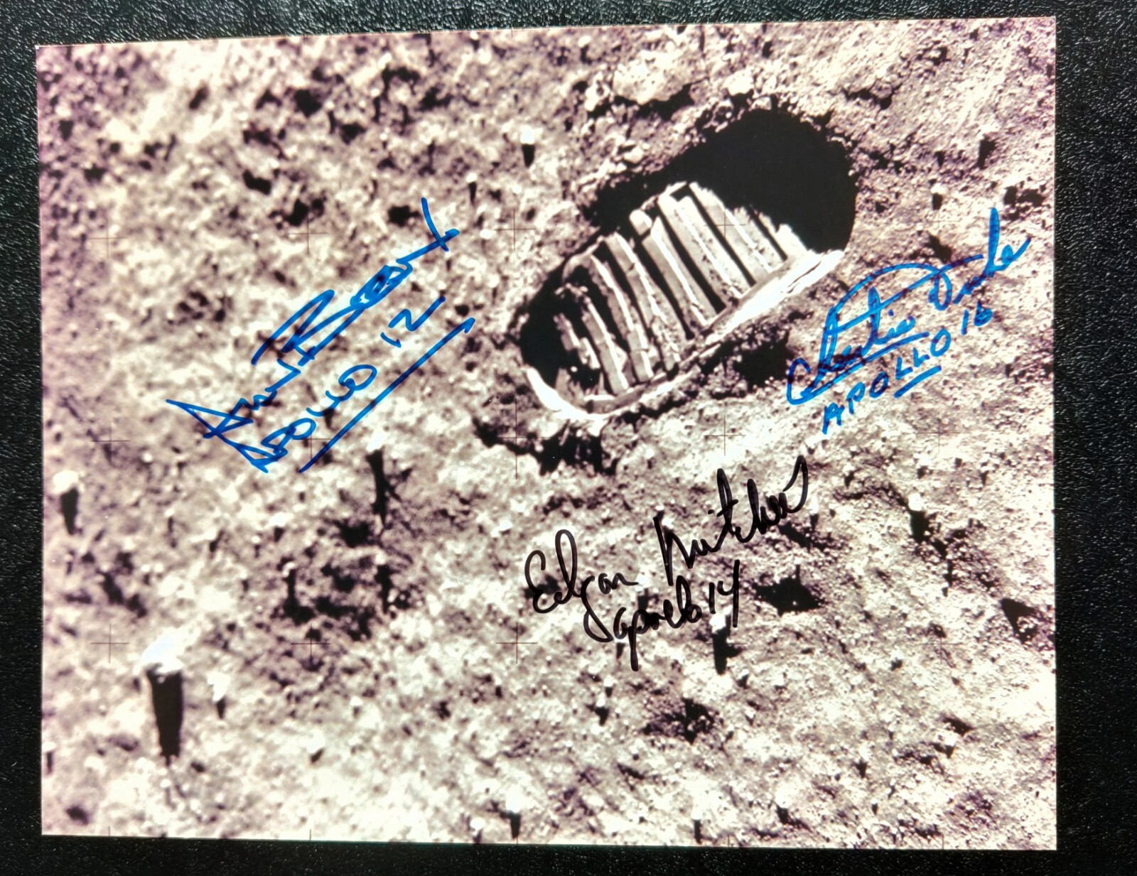 Apollo Lunar Footprint - Iconic Photo With 3 Original Moonwalker Signatures