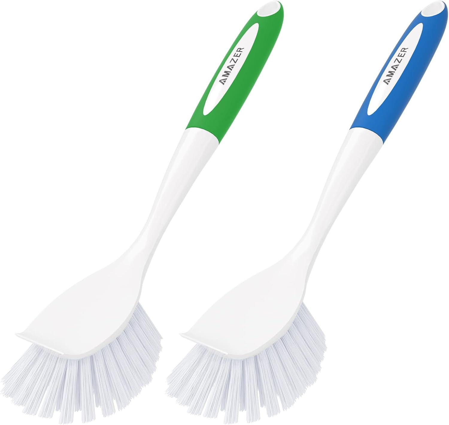 2 Pack Dish Brush with Handle Kitchen Scrub Brushes Stiff Bristles for Sink Pots