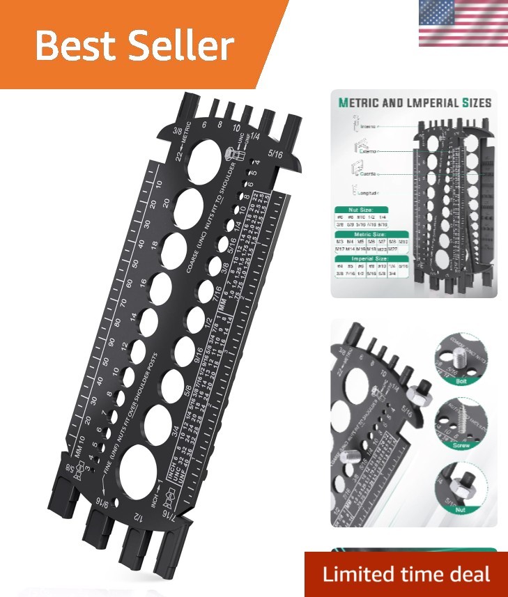 Compact Bolt Measurement Tool: Accurate Metric & SAE Gauge for Quick Sizing
