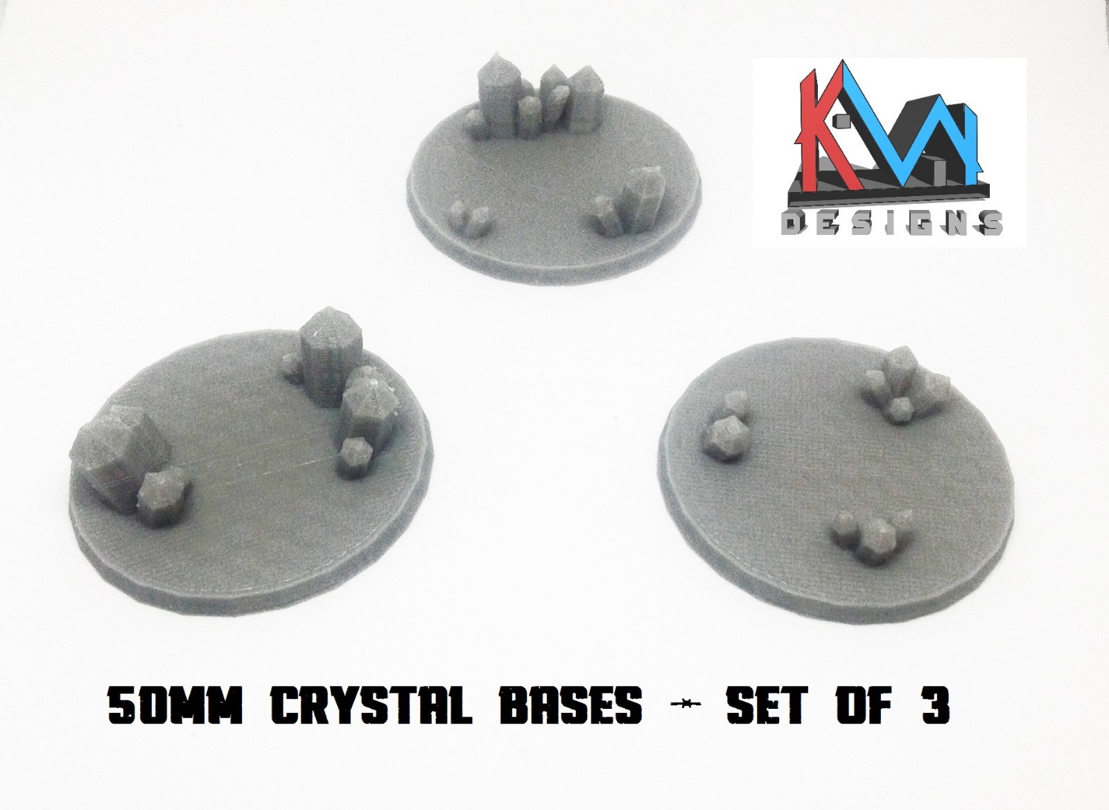 3D Printed - 50mm Scenic Crystal Cluster Bases Set of (3)