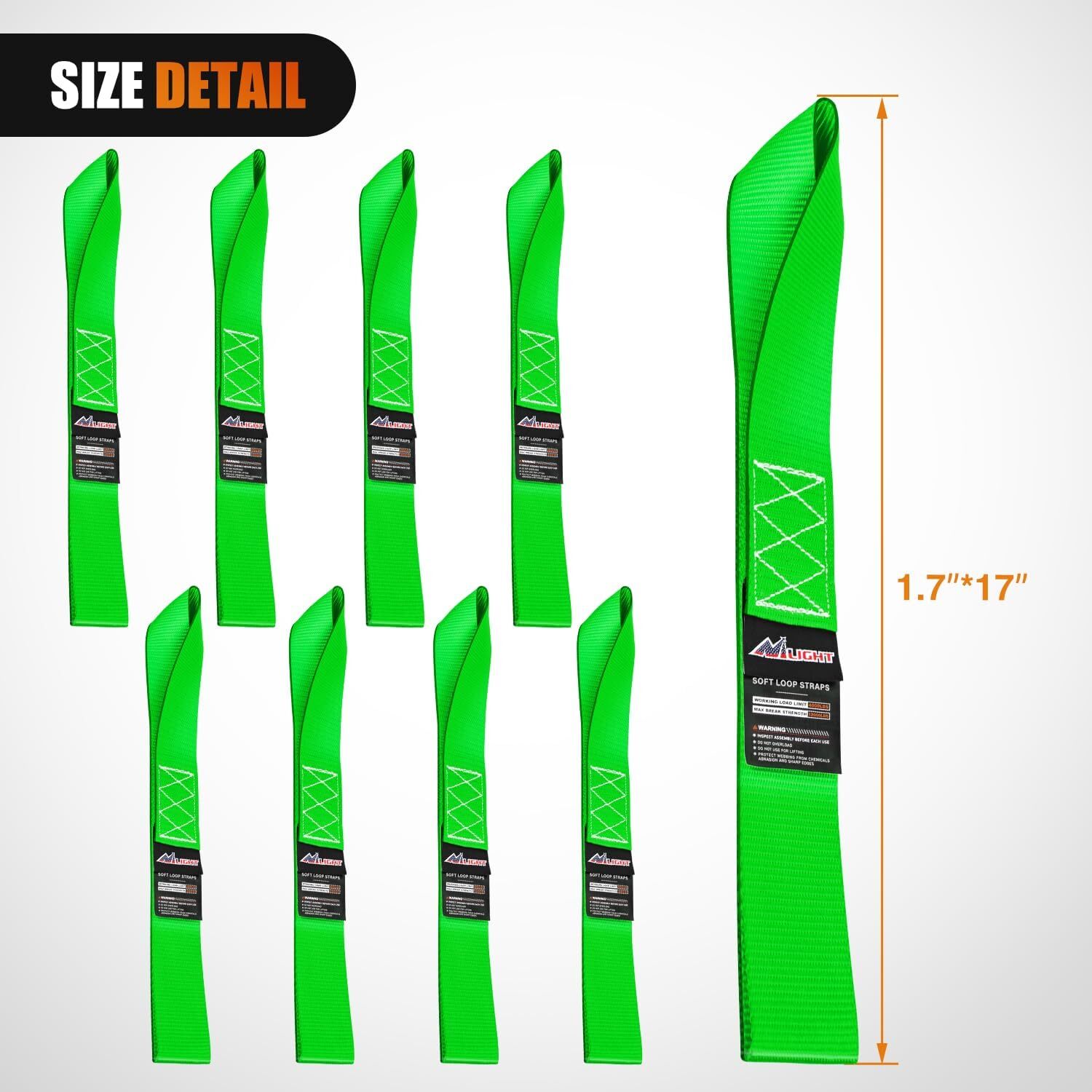 Nilight Motorcycle Tie Down Straps Max Break Strength 12000Lbs Green