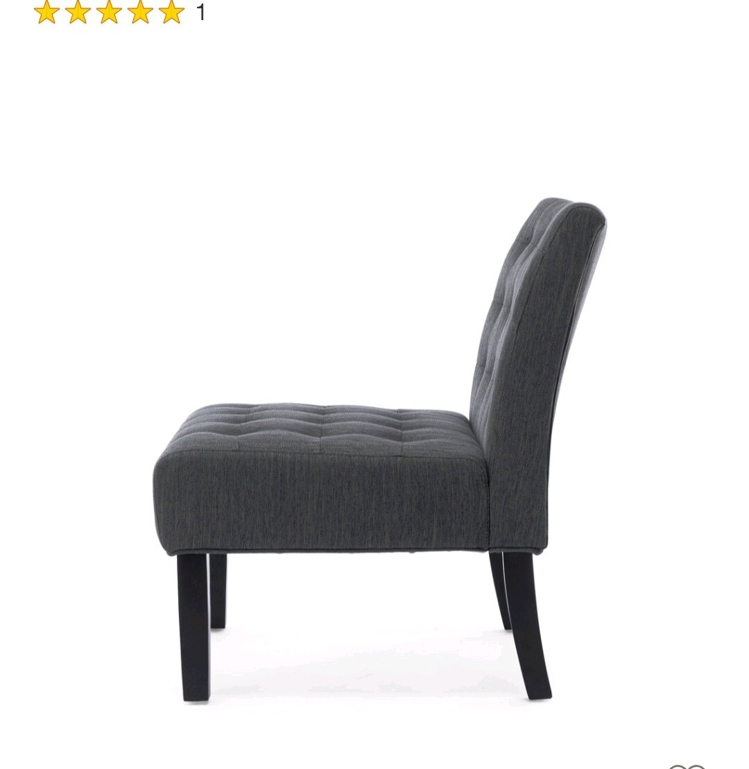 Set of 2 Lewis Contemporary Fabric Tufted Slipper Chairs Charcoal/