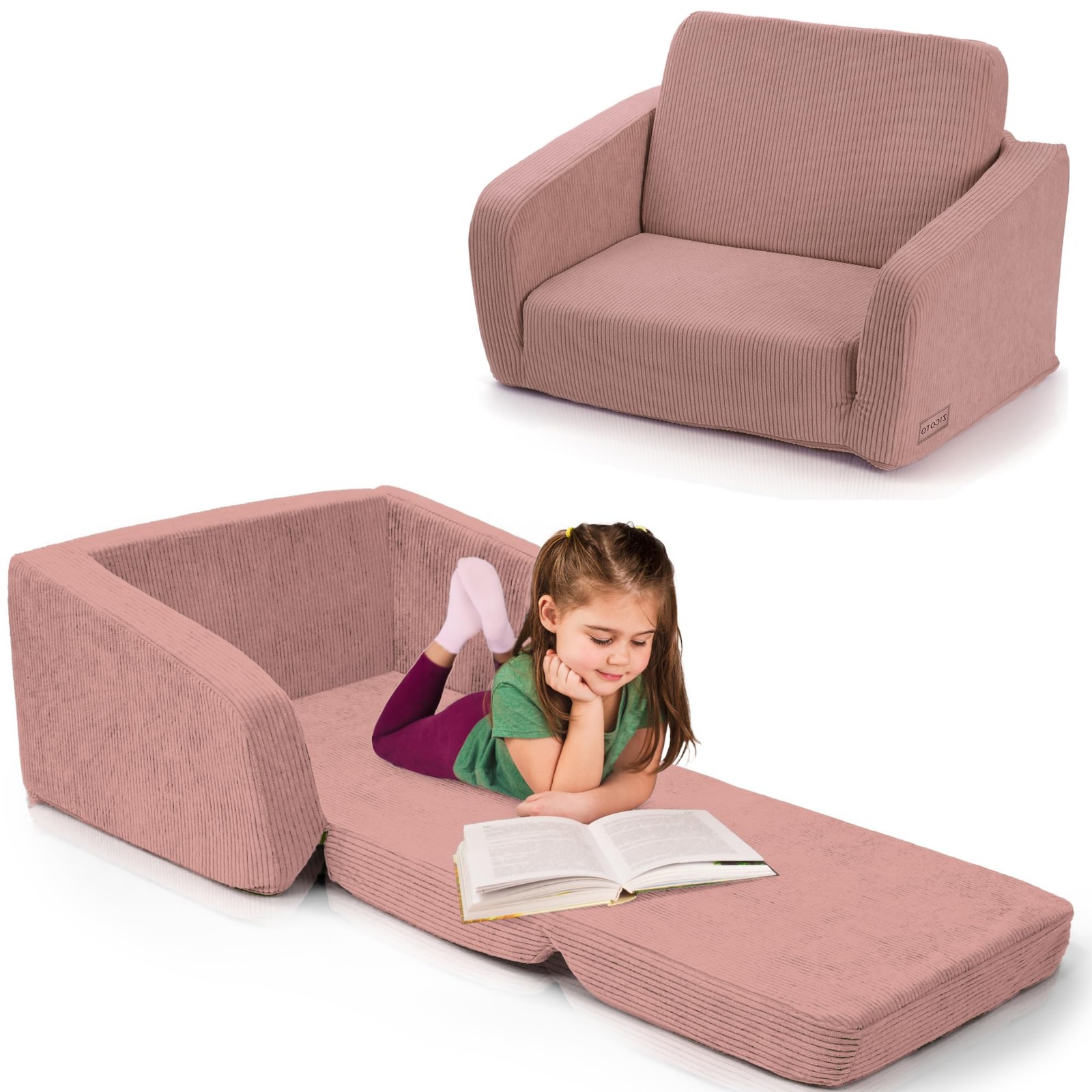 Comfy Kids Chair for Toddler - Stylish 2 in 1 Lounger Made of Memory Foam Eas...