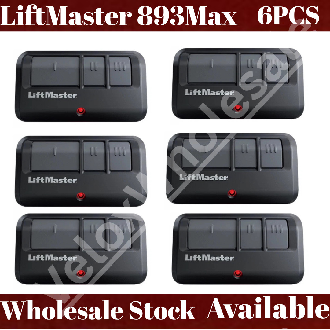 893MAX 3 Button LiftMaster Visor Remote Control Garage Door Opener 6 PACK