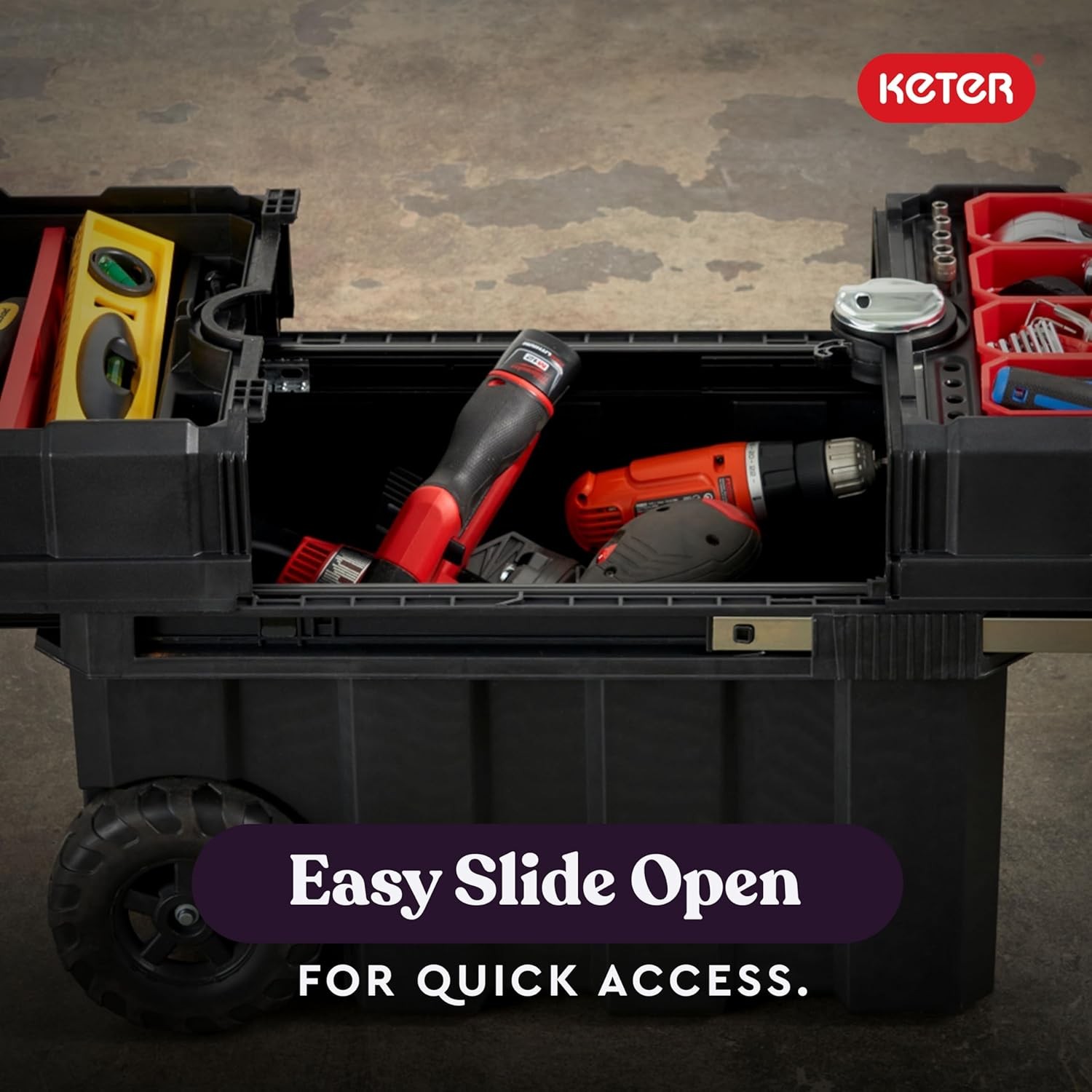 Masterloader Resin Rolling Tool Box with Locking System and Removable Bins