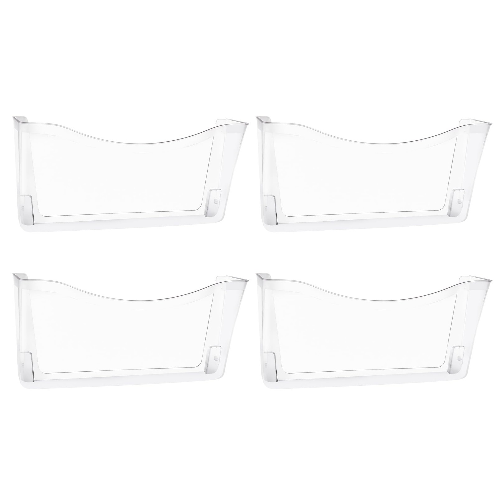4 Pack Clear Plastic 13.85x3.14x6.88Inch Wall Mount Single Pocket File Organizer