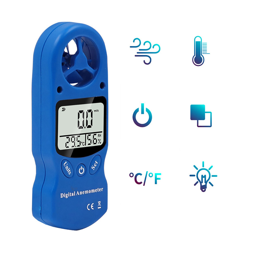 Digital Anemometer Temperature & Humidity Meter Wind Speed Measuring Instrument