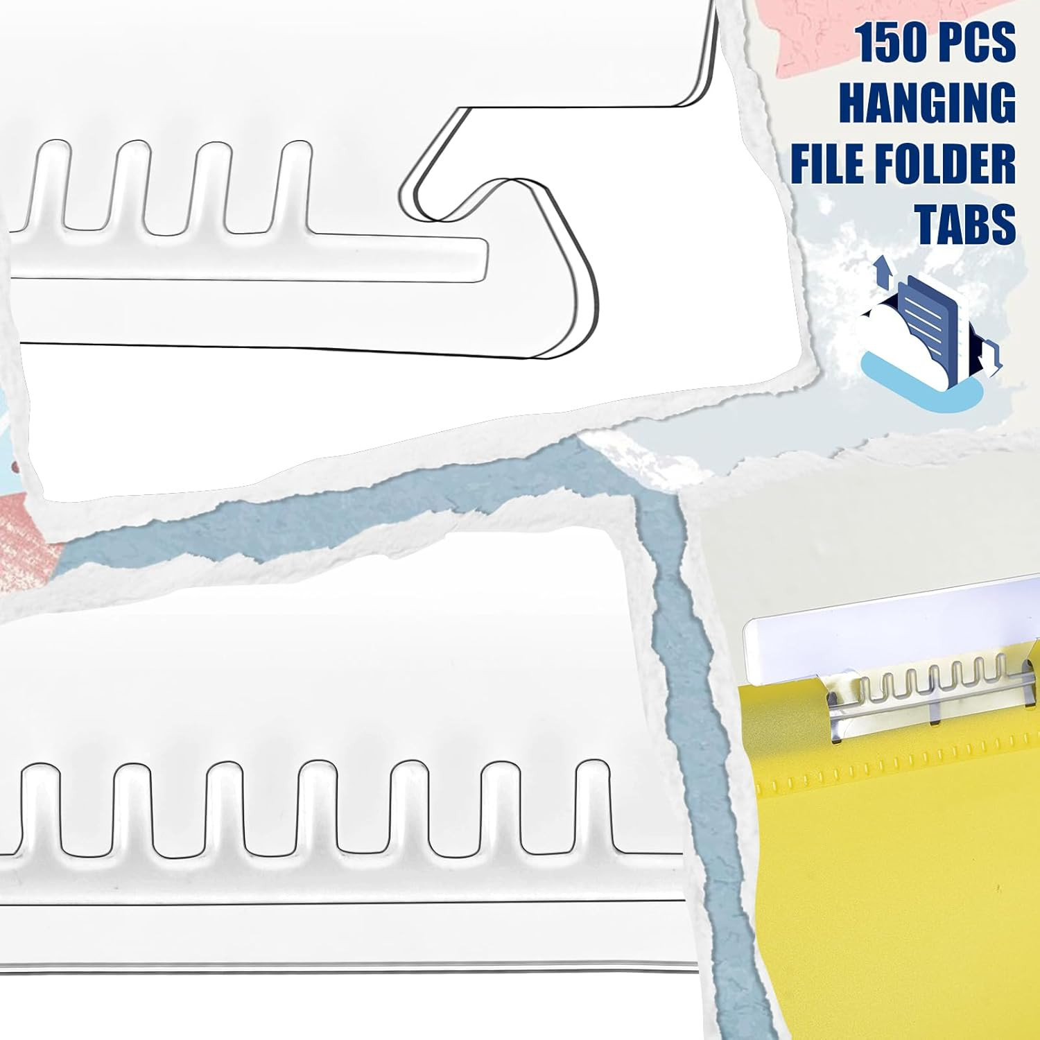100Pcs 3 1/2 Inch Hanging File Folder Tabs Plastic Tabs for Hanging File Folders