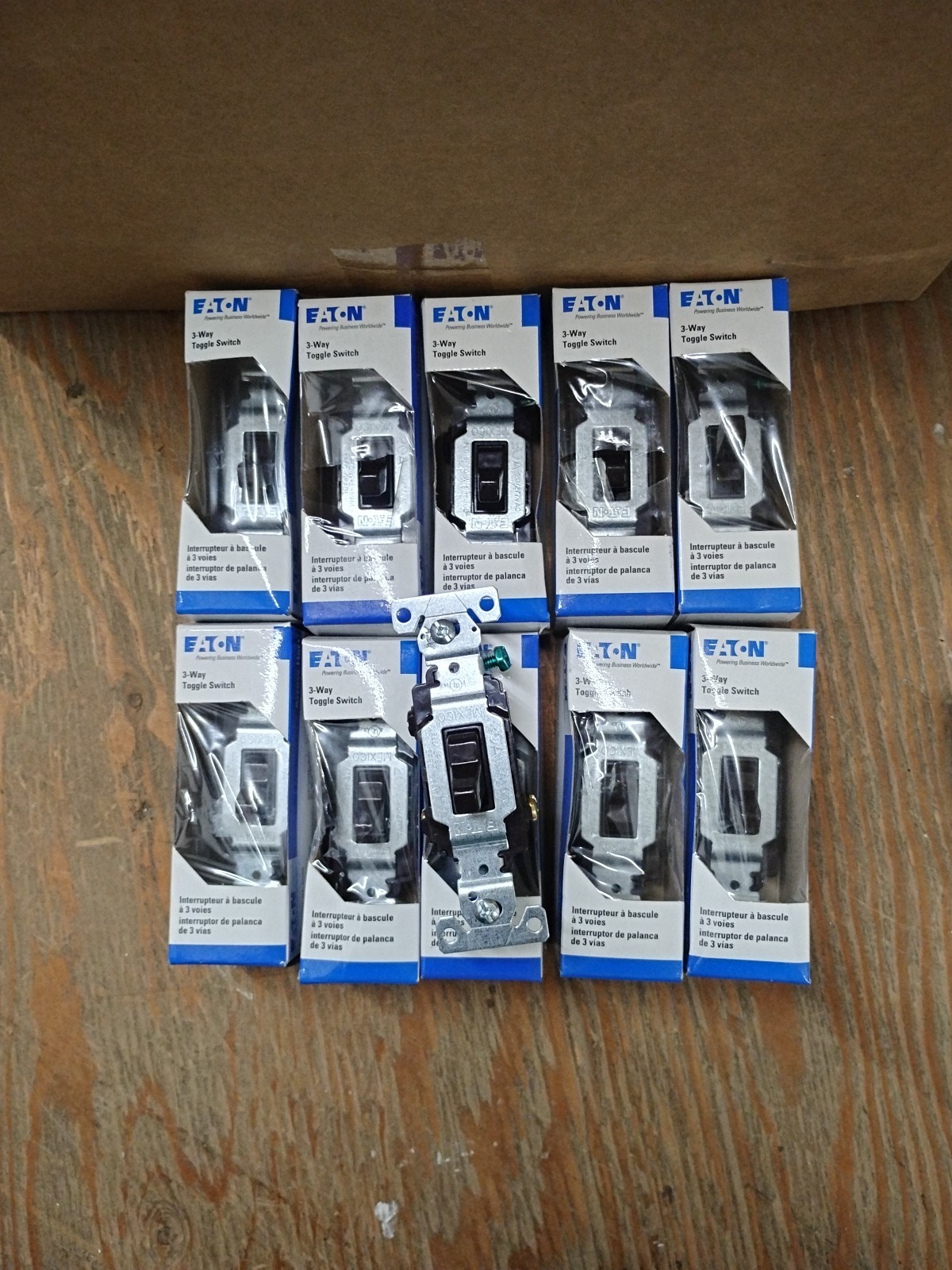 (11) Eaton CSB320B-BX-LW 3-way Toggle Switch. 20A 130/277VAC. Brown. New