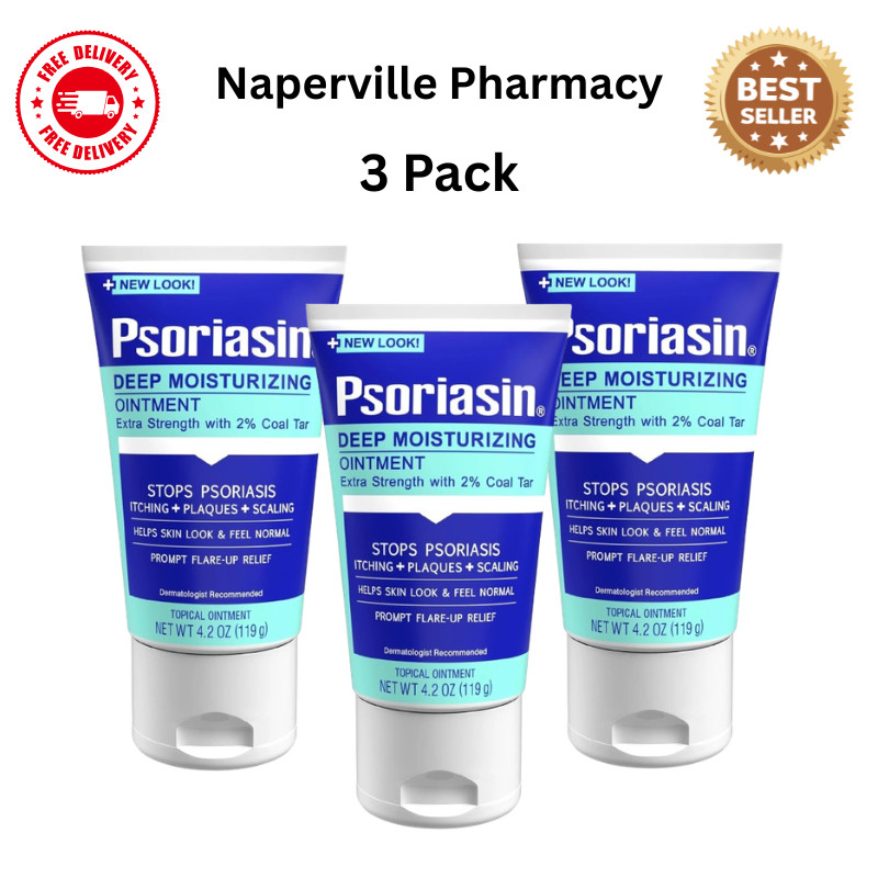 3 Pack Psoriasin Deep Moisturizing Ointment - 2% Coal Tar Stops Psoriasis 4.2 Oz