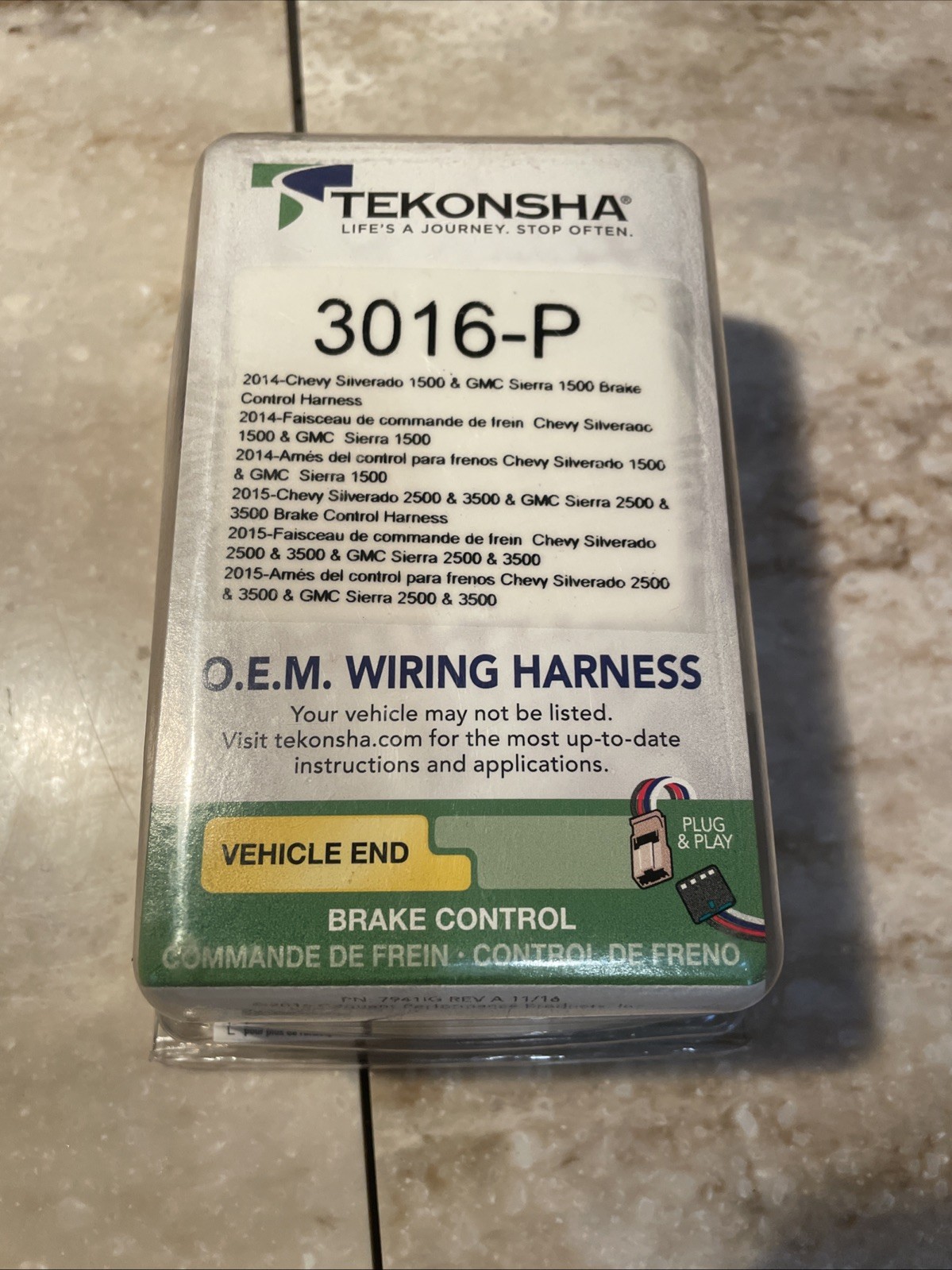 Tekonasha O.E.M. Wiring Harness Brake Control NIB With Instructions 3016-P