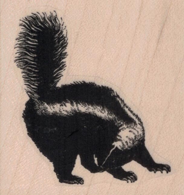 Skunk 2 1/4 x 2 1/4" Rubber Stamp, Animal Stamp, Skunk Stamp