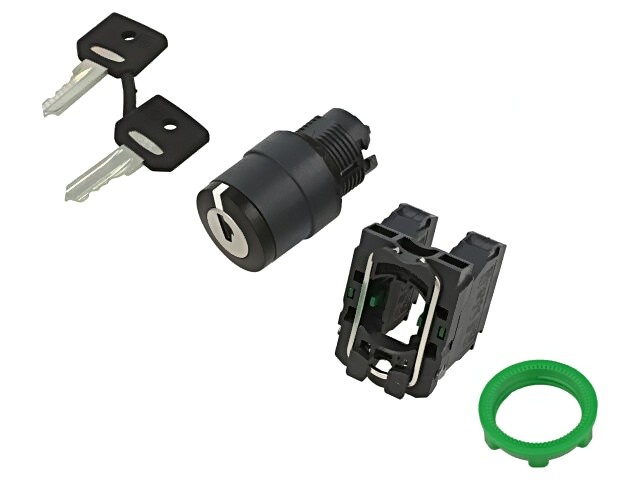 XB5AG33 Switch: Rotary switch with key 22mm rod.Pos: 3 NO x2 SCHNEIDER EL