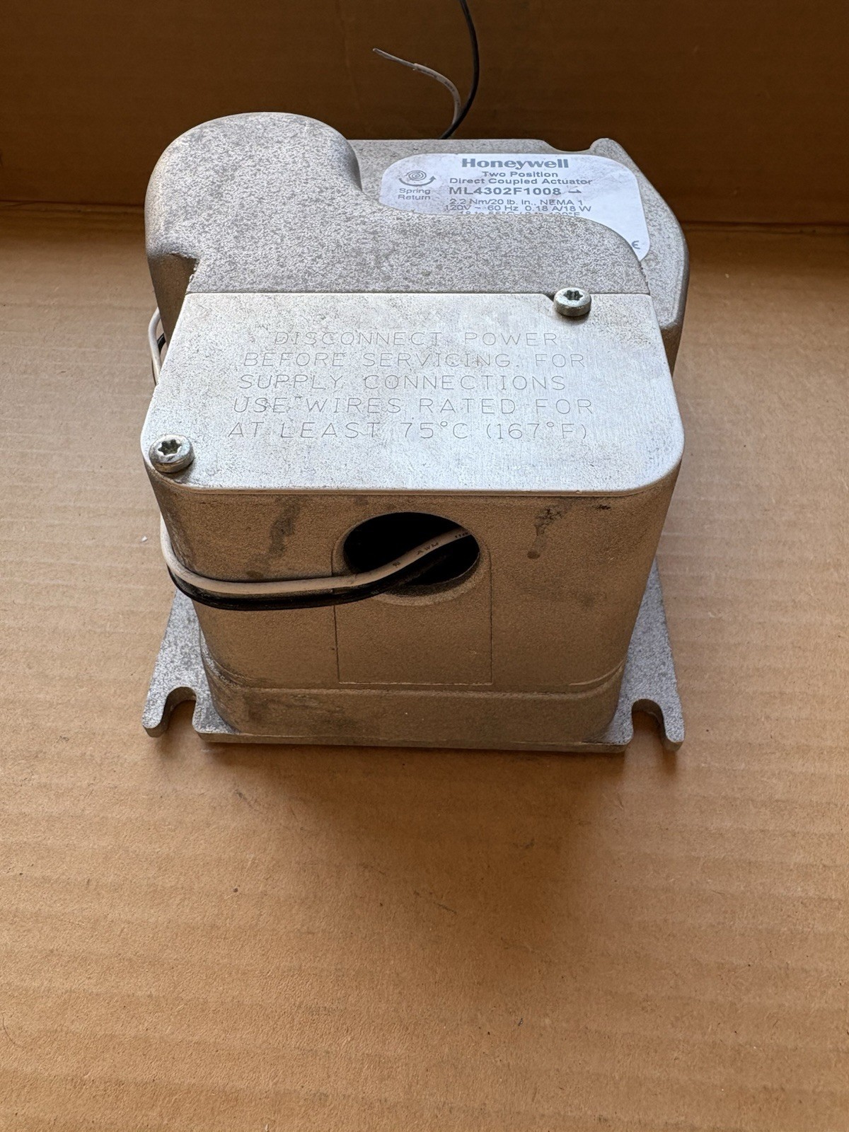 HONEYWELL TWO POSITION DIRECT COUPLED ACTUATOR ML4302F1008.