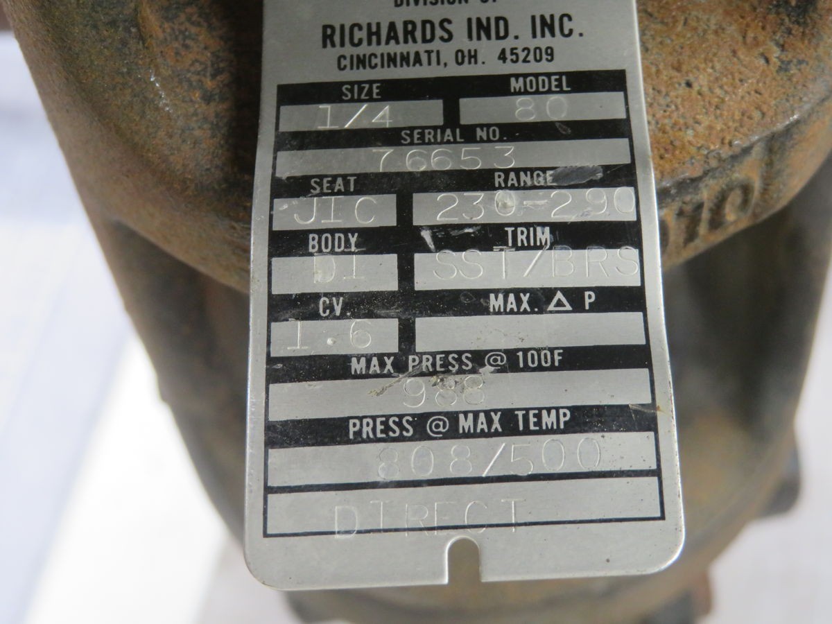 JORDAN VALVE 80 TEMPERATURE REGULATOR T246435