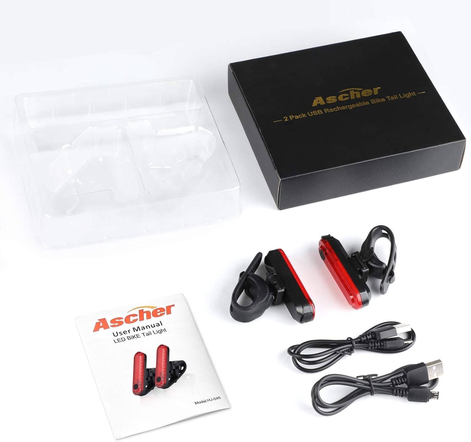 USB Rechargeable LED Bike Tail Lights 2 Pack Waterproof Multiple Modes Safe