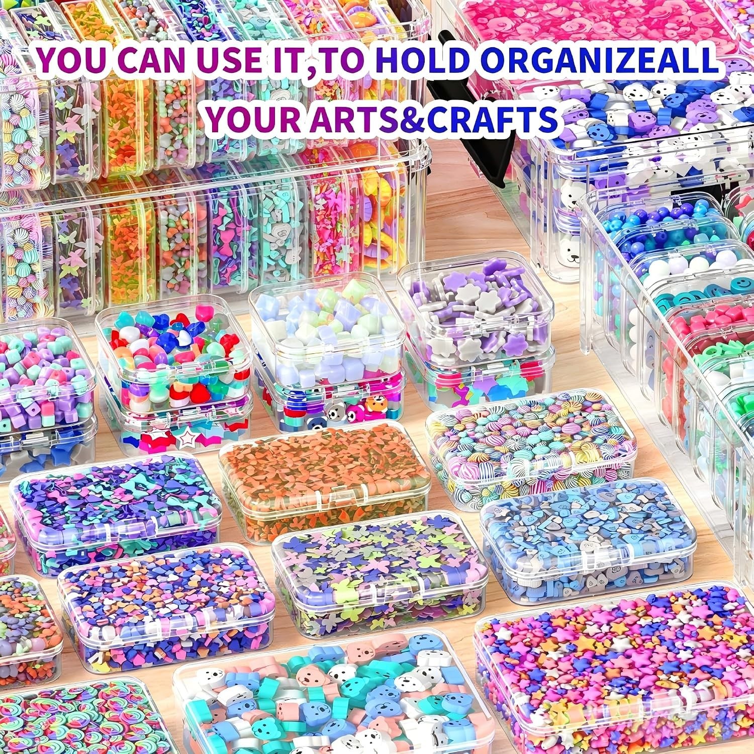 Stackable Bead Storage Organizer, 88 Small Plastic Containers with Lids, 4-La...