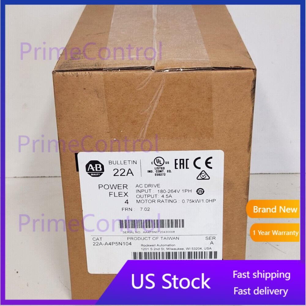 SEALED IN BOX! ALLEN-BRADLEY POWERFLEX 4 0.75KW 1.0HP AC DRIVE 22A-A4P5N104
