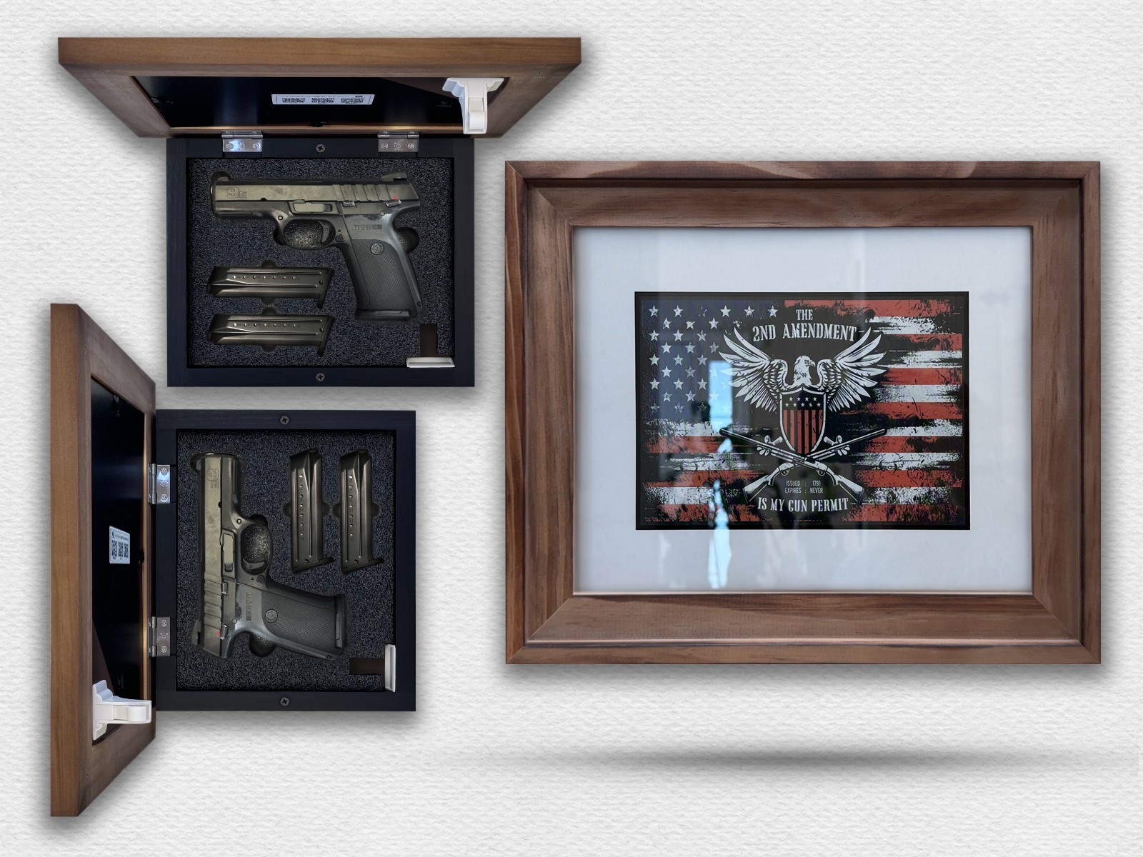 Hidden Storage Photo Frame for Gun and Valuables / *RUSTIC WOOD*