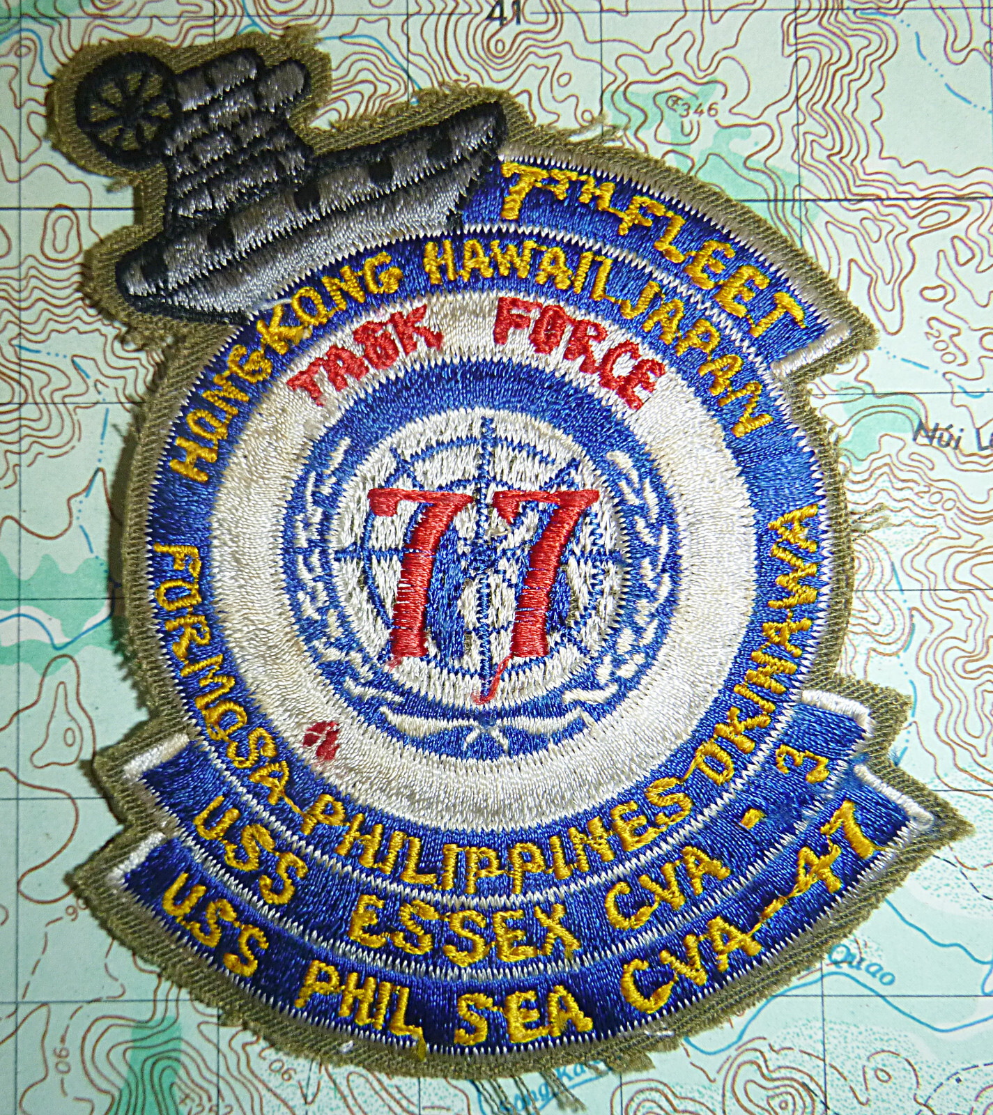 Rare Dual Carrier Flight Patch - TASK FORCE 77 - CVA - Error, Vietnam War, W.367