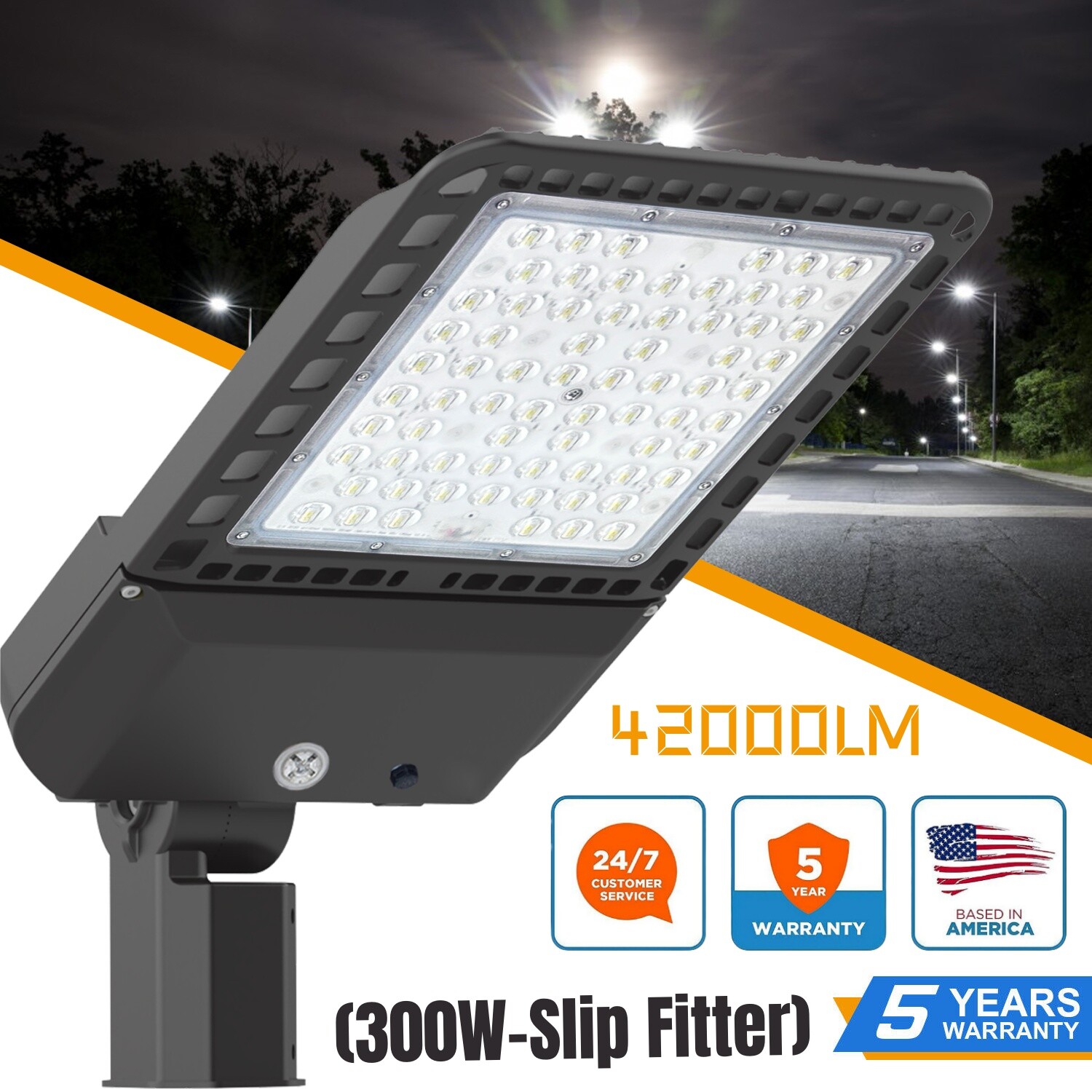 300W Outdoor LED Parking Lot Light Dusk To Dawn Commercial Shoebox Area Light US