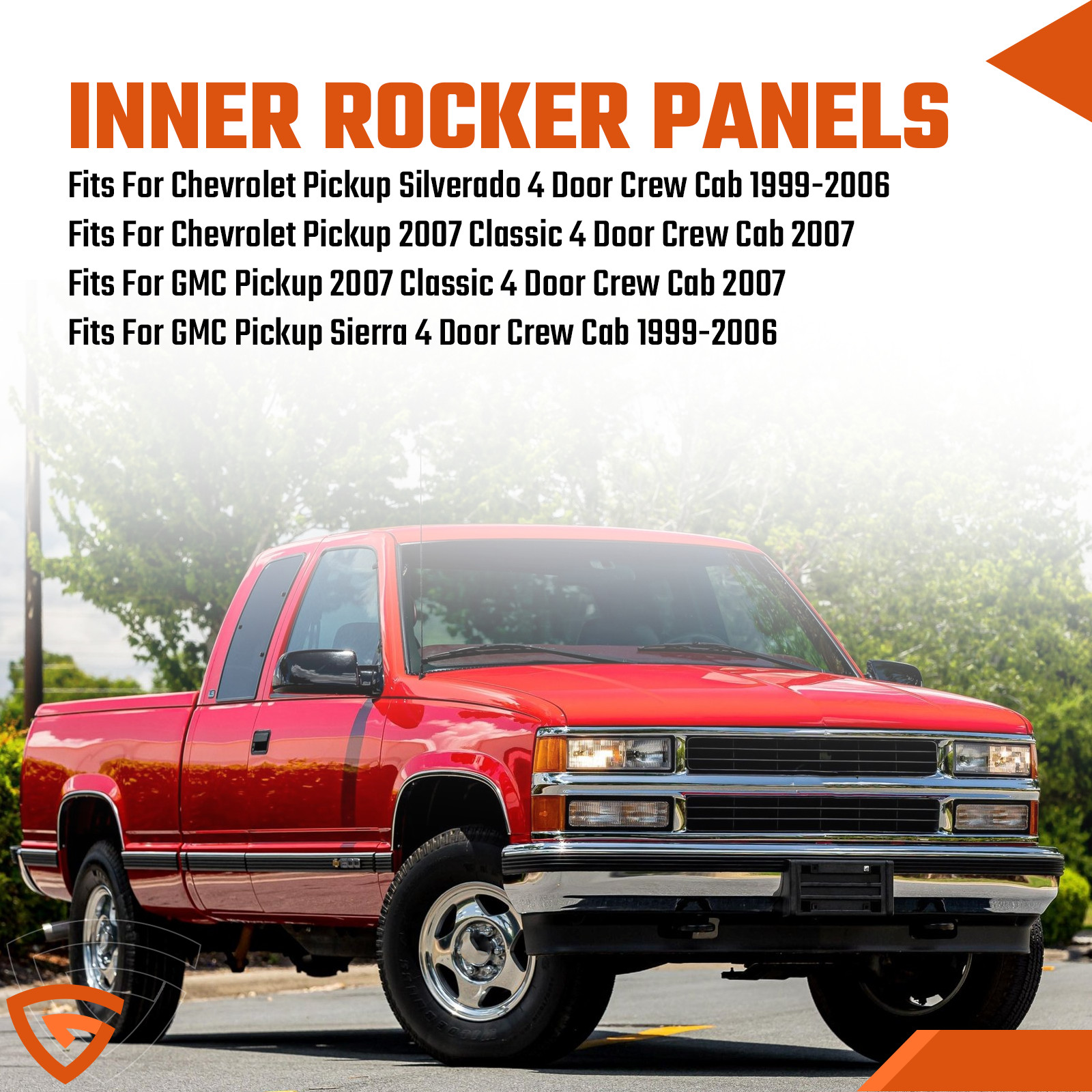 Inner Rocker Panels FOR 99-07 Chevy Silverado GMC Sierra 1500/2500/3500 Crew Cab