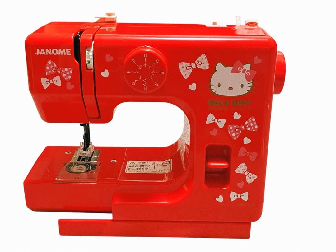 Sanrio Hello Kitty JANOME KT-R Red Compact Electric Sewing Machine Working