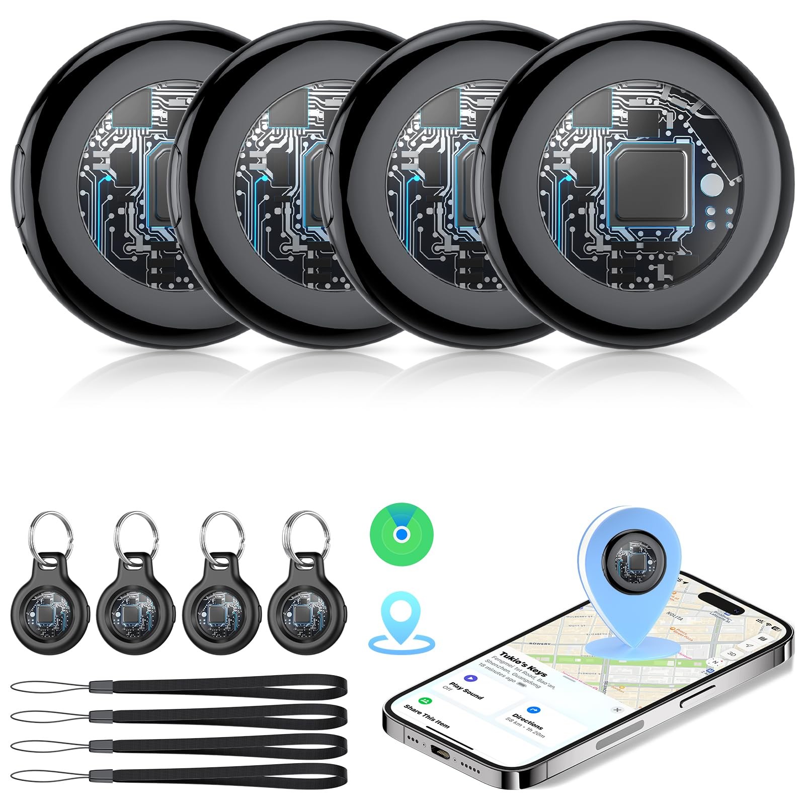 2026 New [Apple MFi Certified] Tracker Tags-4 Pack (iOS Only), Bluetooth Trac...
