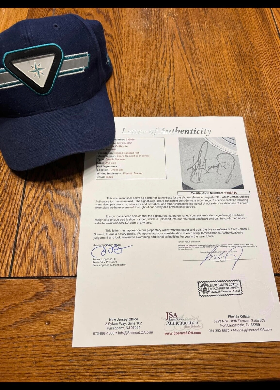 ken griffey jr autographed Hat