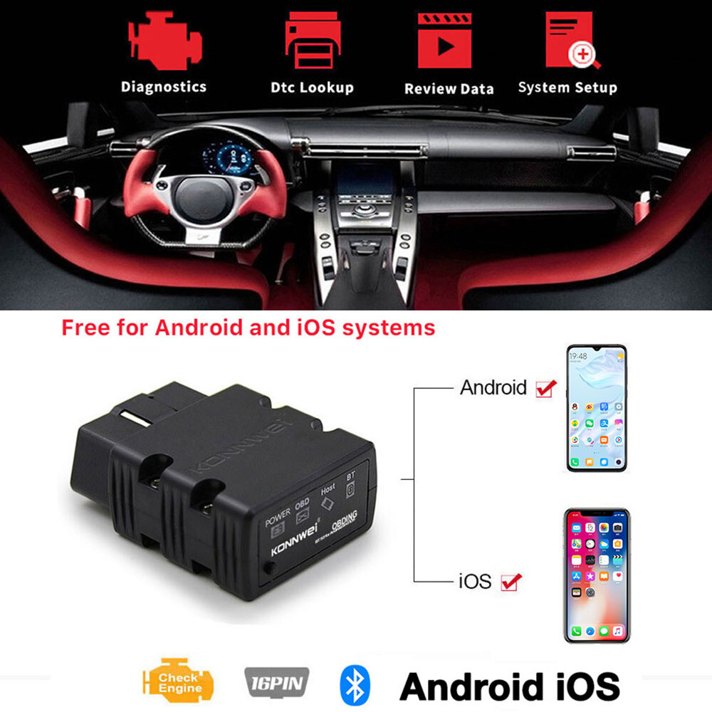 Bluetooth 4.0 ELM327 OBD2 Car Code Auto Reader Scaner For IOS iPhone Android USA