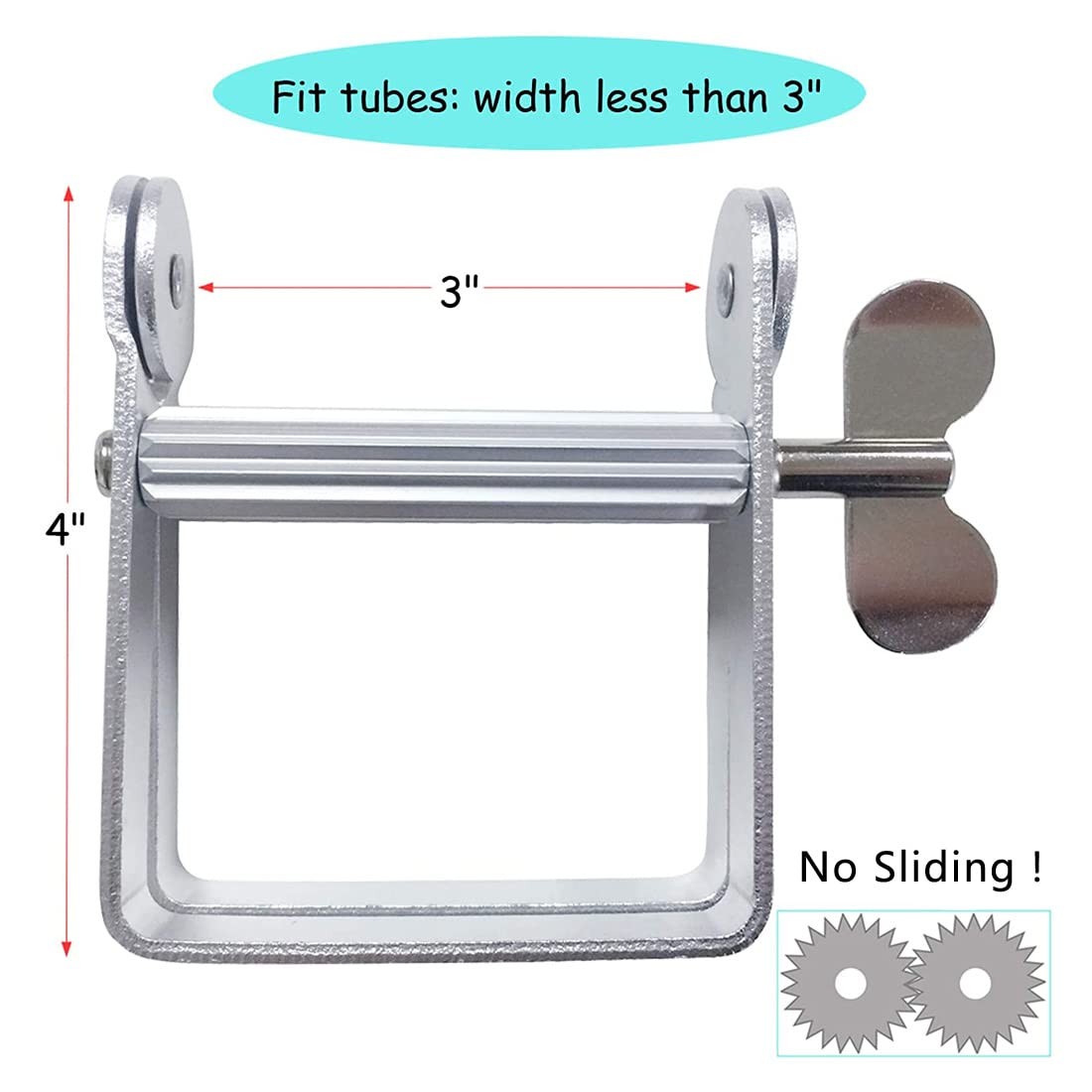 Toothpaste Squeezer, Metal Tube 1 Count (Pack of 1), Silver