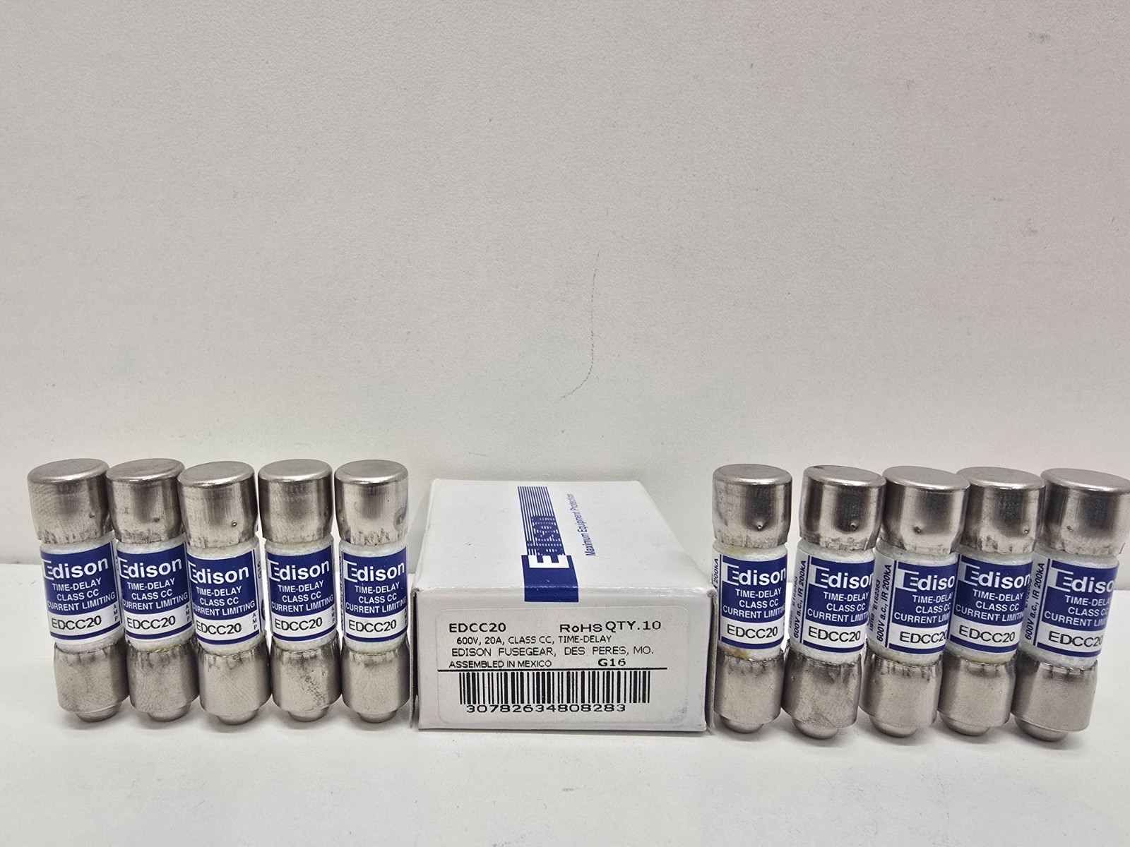 BOX OF (10) NEW! EDISON 20A 600V TIME DELAY FUSES EDCC20