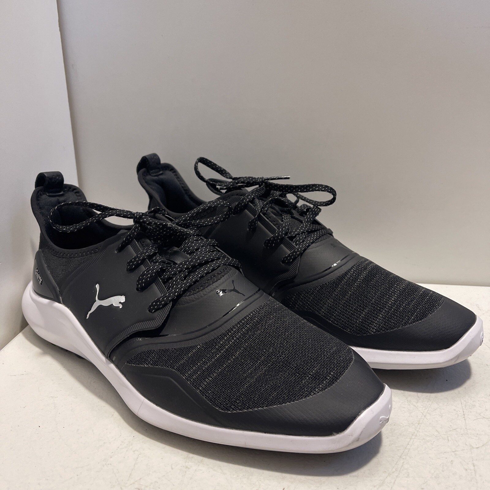 Waterproof Golf Shoes PUMA Ignite NXT Black Silver White EUC Size 7 Non Spike
