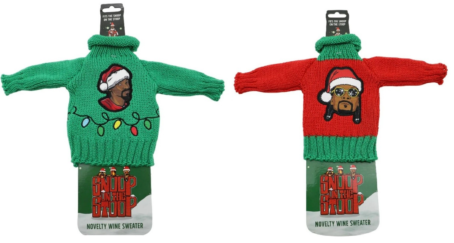 Lot Of 2 Snoop Dogg Wine Bottle Sweater Fits Snoop On The Stoop Green Red