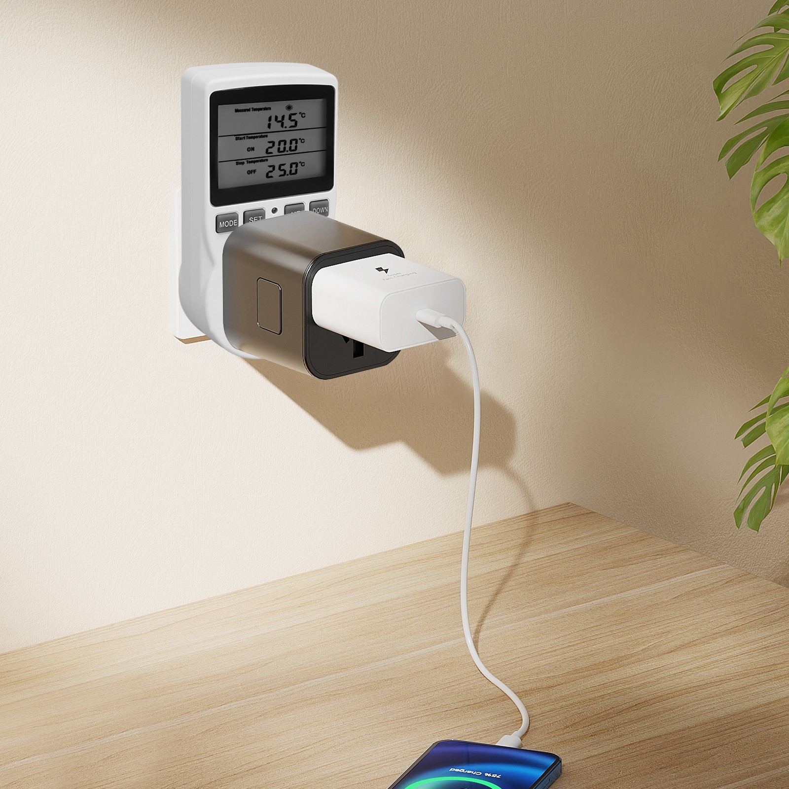 Outlet Plug Temperature Controller Dual Display Outlet Thermostat For Greenhouse