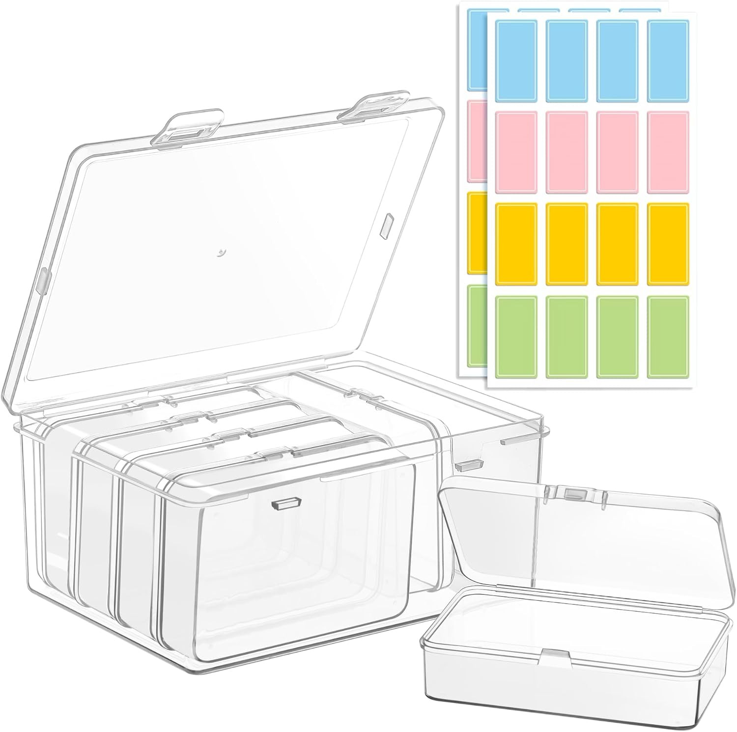 6-Pack Large Clear Plastic Storage Boxes with Master Case – Business Card Organi