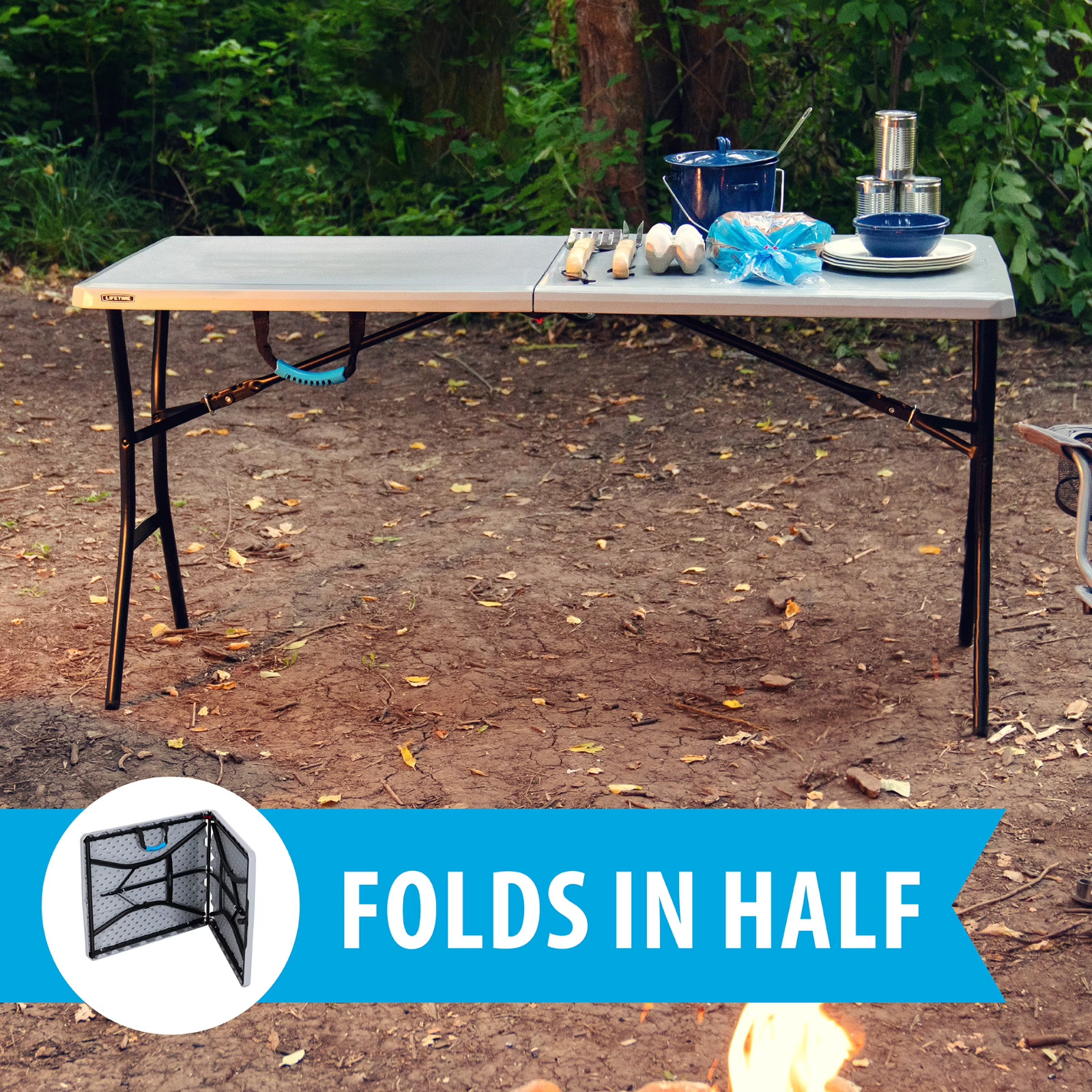 Lifetime 5 Foot Rectangle Fold-in-Half Table, Indoor/Outdoor Essential, New!