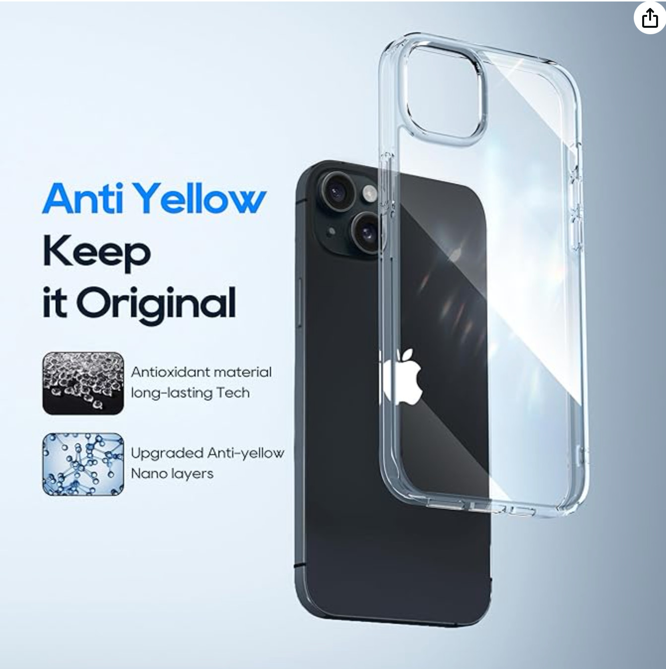 5 in 1 for iPhone 15 Case, with 2 Tempered Glass Screen Protector + 2 Camera Len
