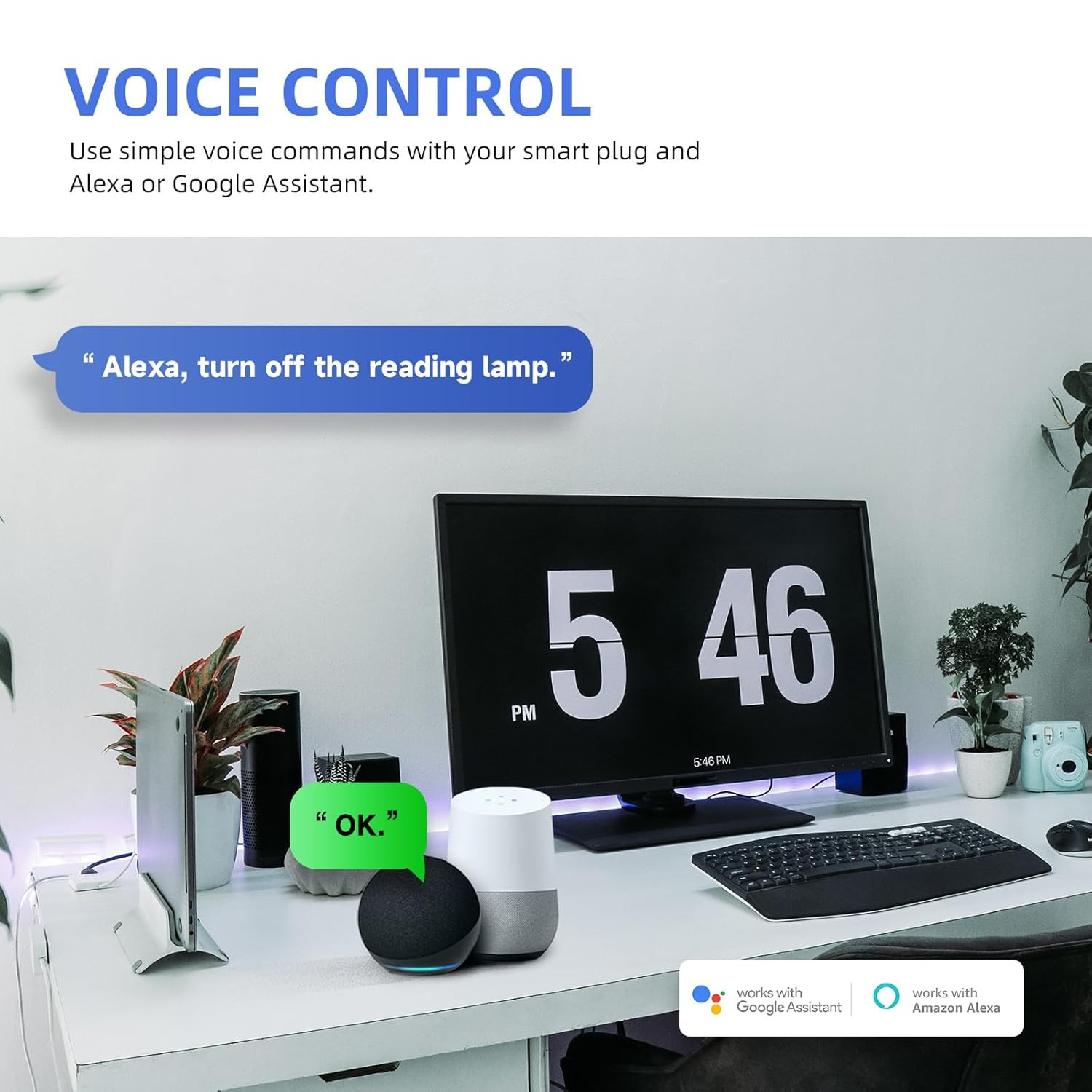 Mini Smart Plug, 15A Wifi Plugs Work with Alexa & Google Assistant, Smart Outlet