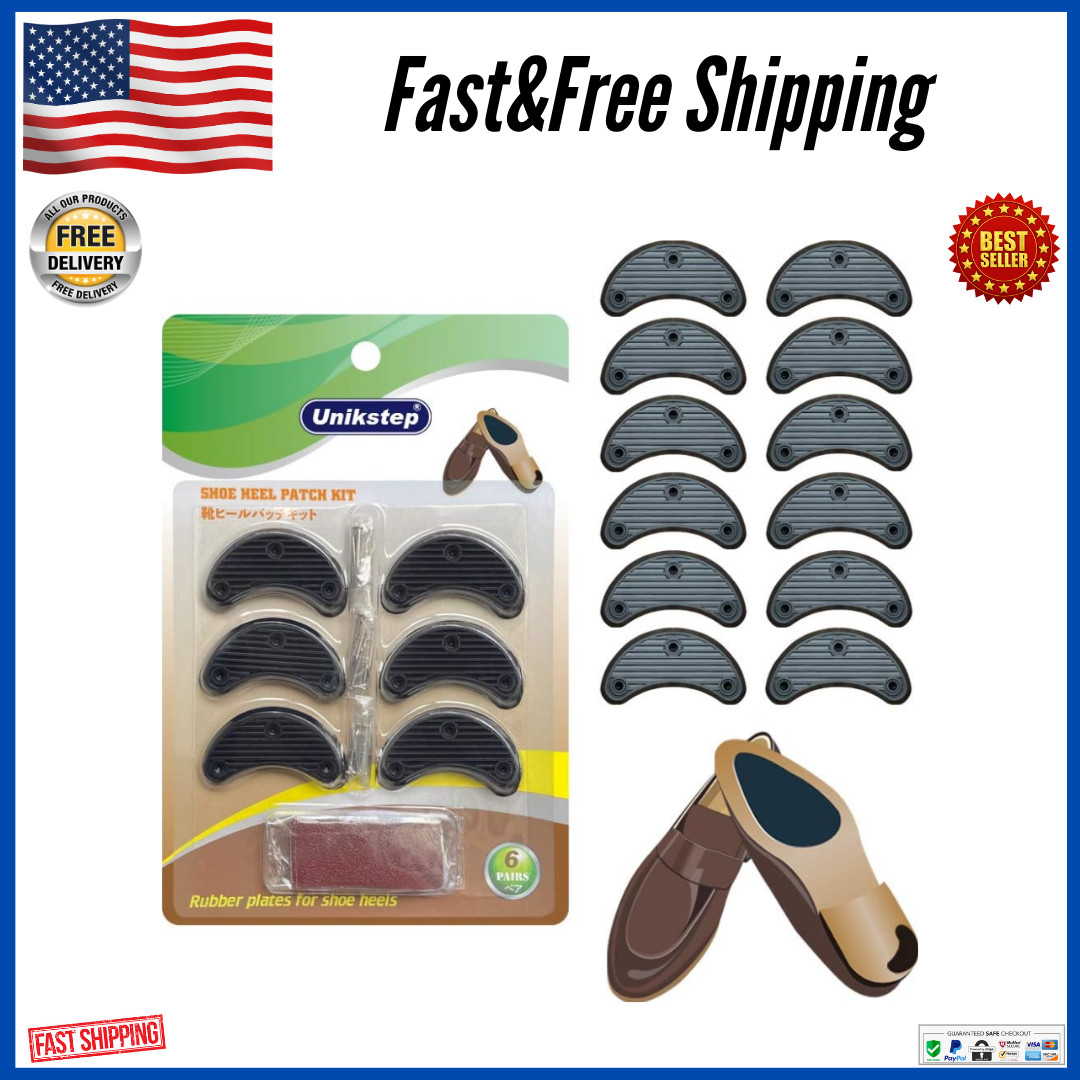 6 Pairs Shoe Heel Plate Tap Shoe Heel Side Worn Repair Rubber Patch Kit Shoes US