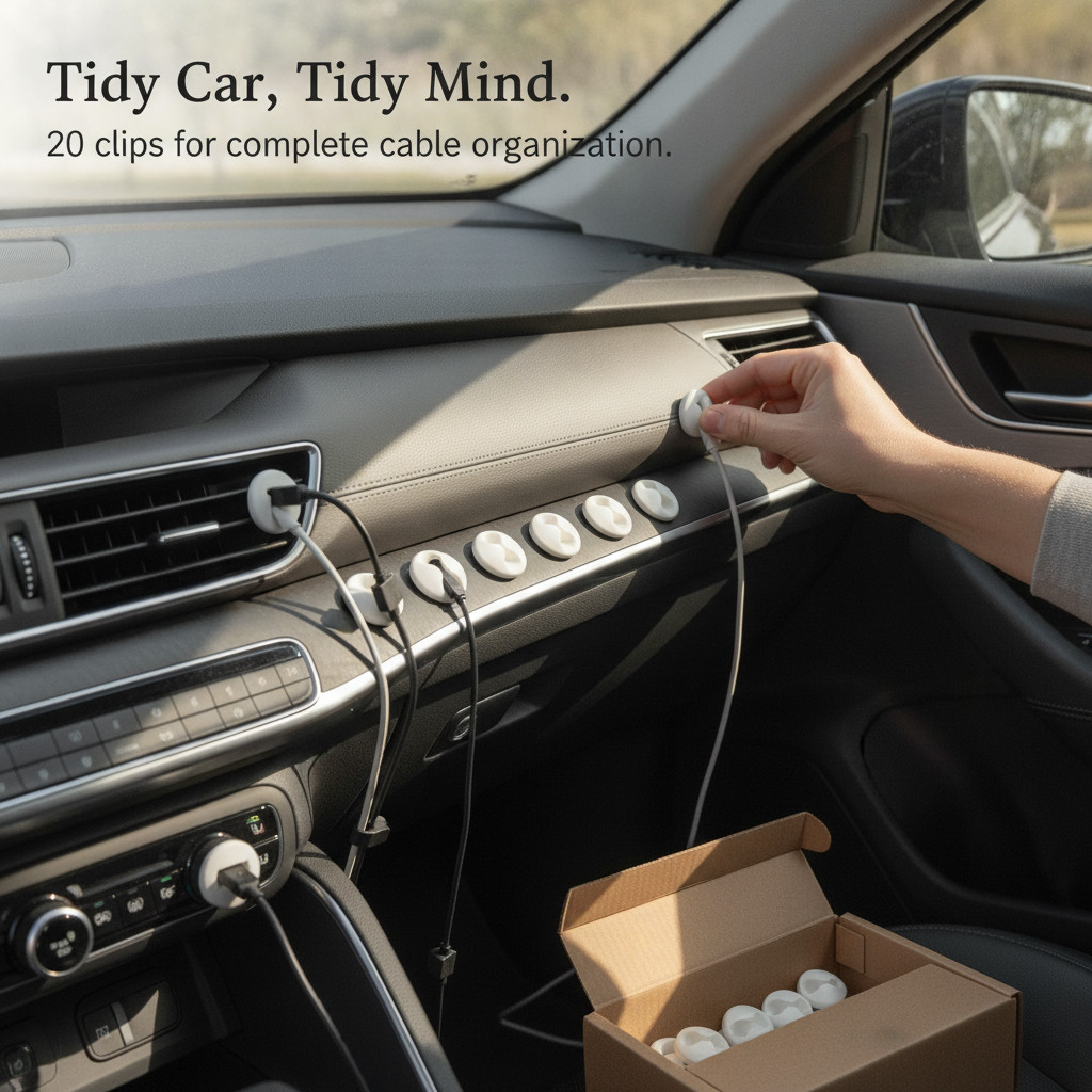Plastic Self-Adhesive Cable Clips for Car Cable Management, for Wires - for GPS