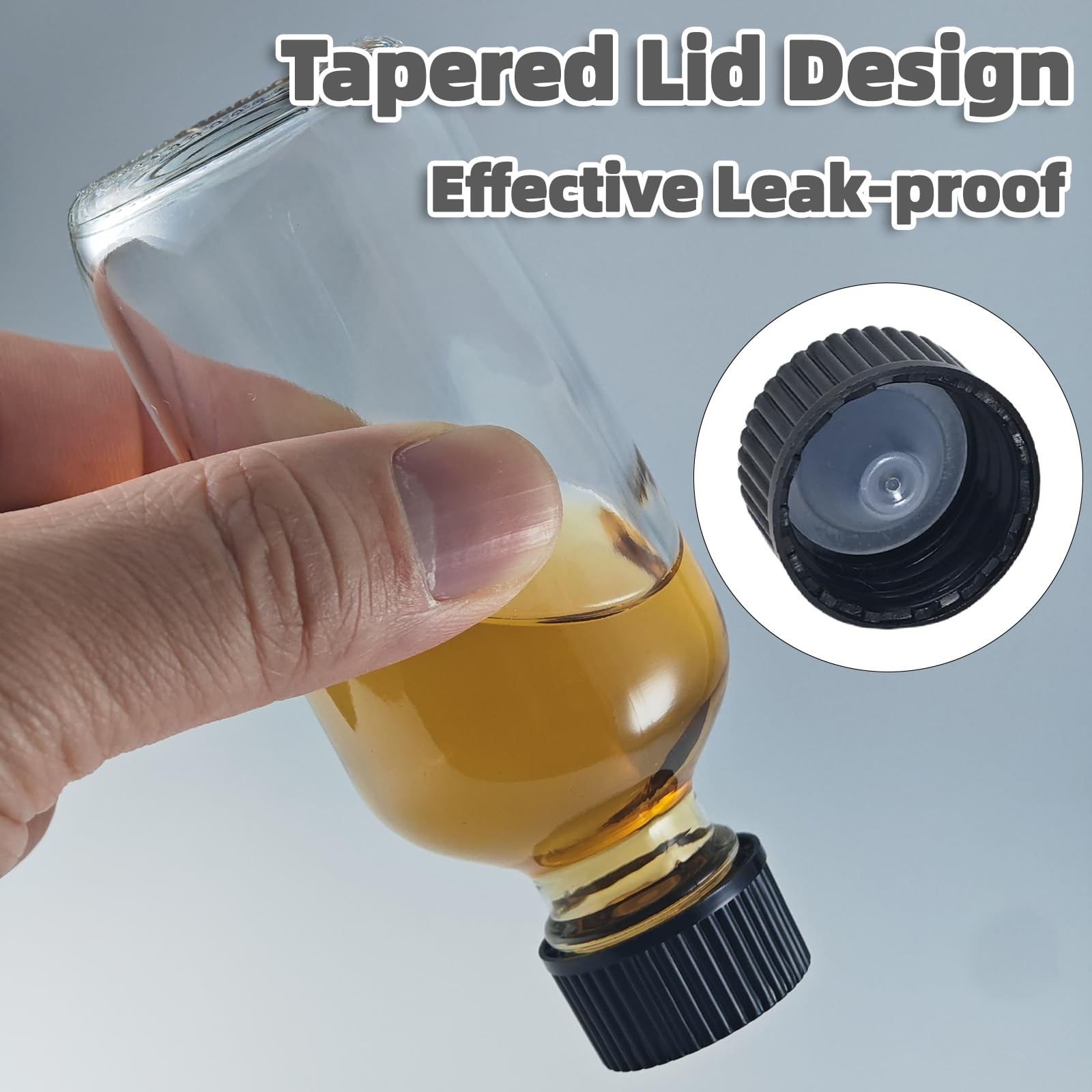 Glass Boston Round Shot Bottles, LeakResistant, 6Pack