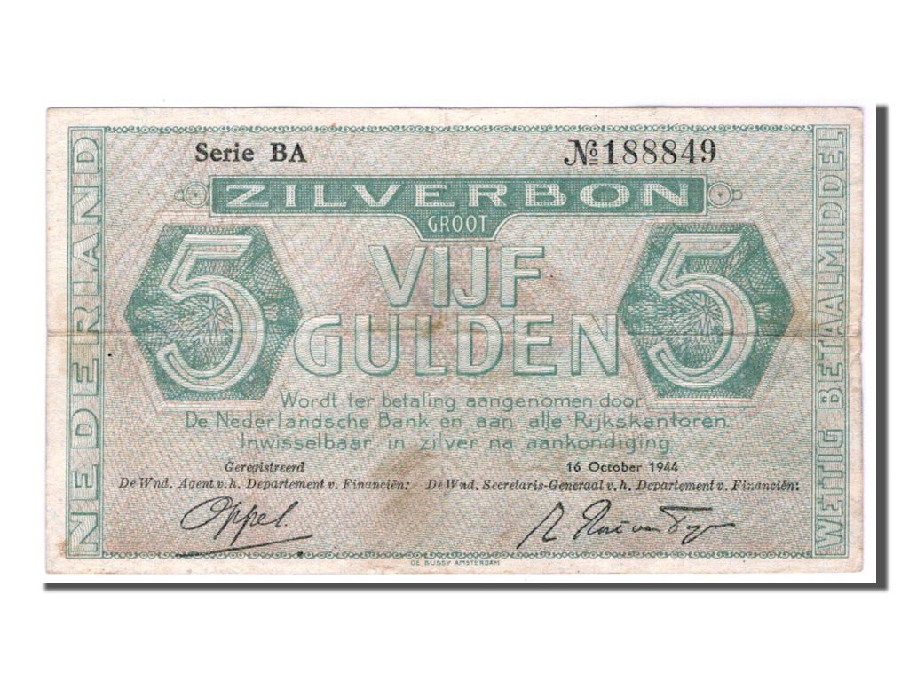 [#83055] Banknote, Netherlands, 5 Gulden, 1944, EF(40-45)