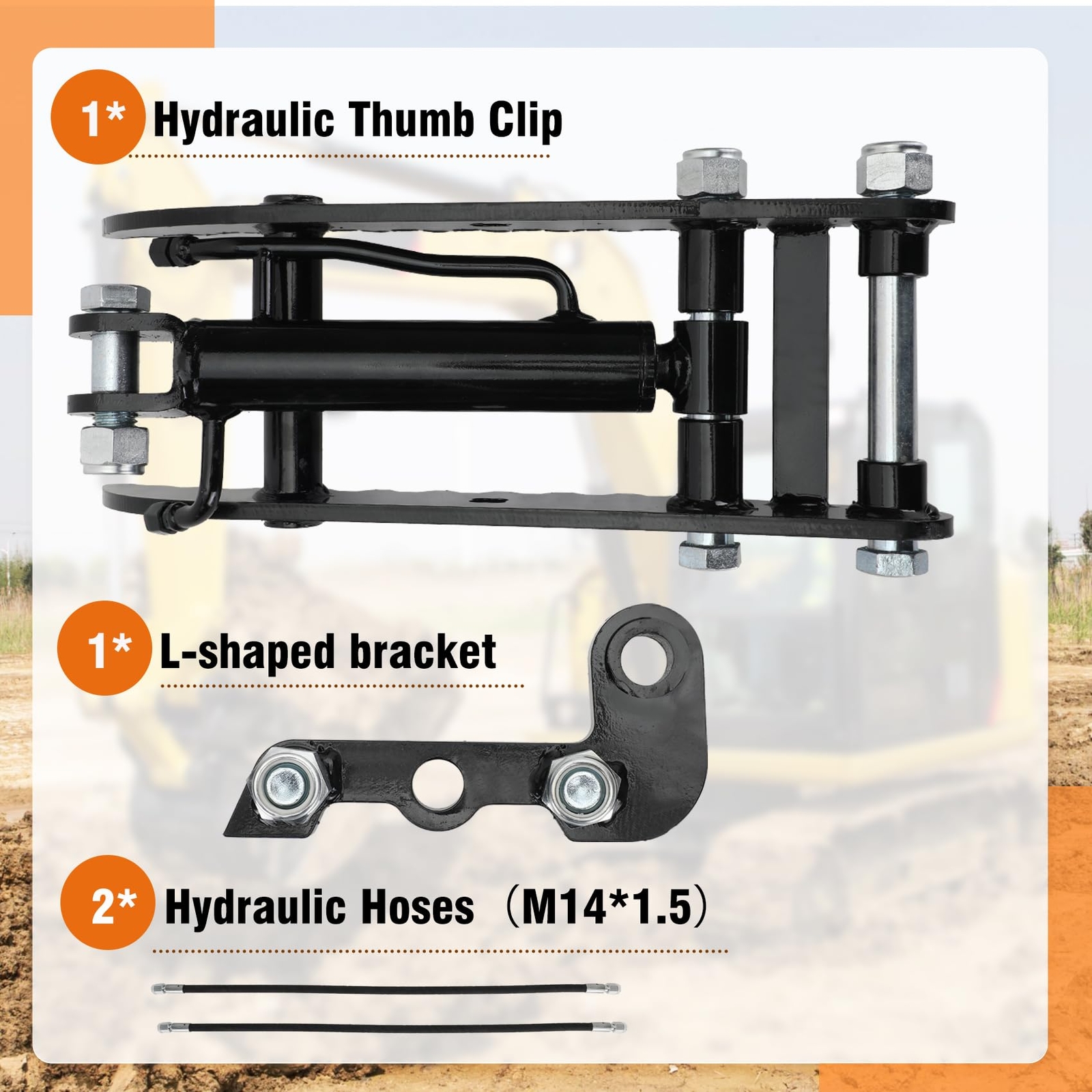 1x Hydraulic Thumb Clip w/ 2 Hoses For Mini Excavators Pick Up Irregular Objects