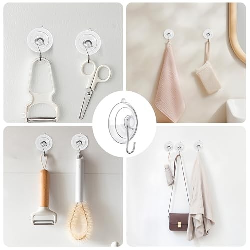 18 Pack Suction Cup Hooks Max Load 10LB, 1.77Inch Suction Cup Hook for Glass
