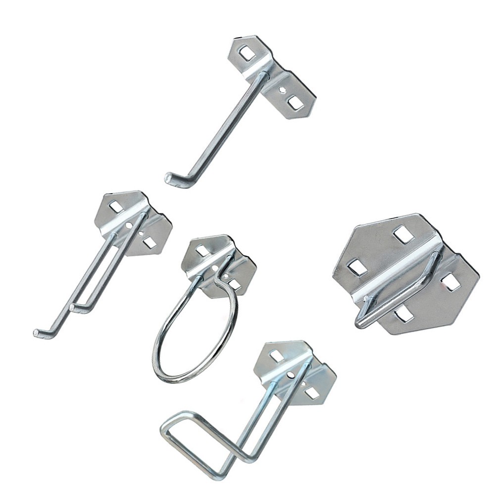 Metal Pegboard Hooks Set with Curved U Shaped and Ring Hooks for Tools