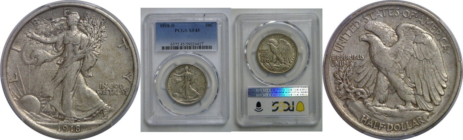 1918-D Walking Liberty Half Dollar PCGS XF-45