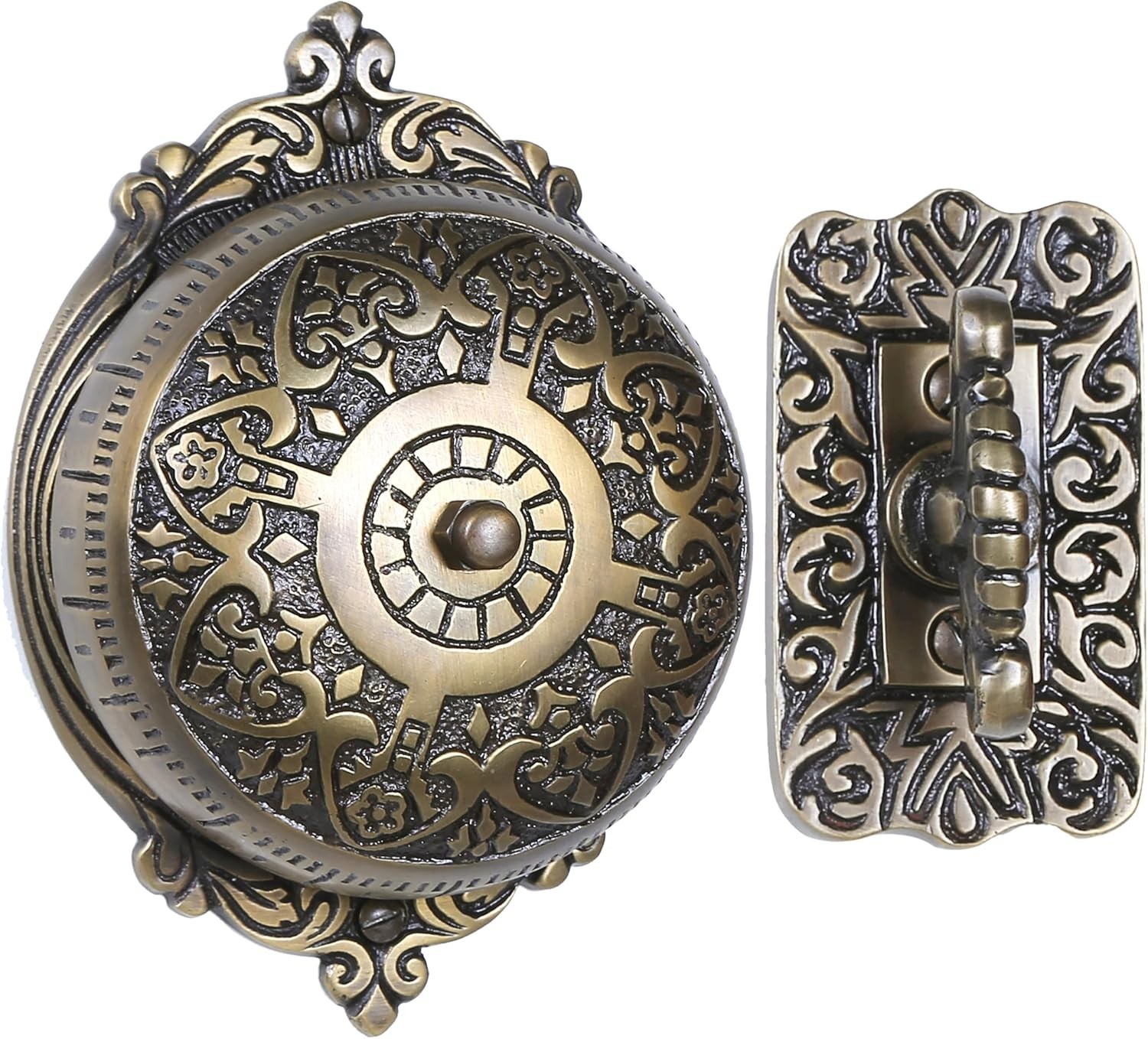Vintage Brass Twist Doorbell Mechanical Old Fashioned Victorian Front Doorbell